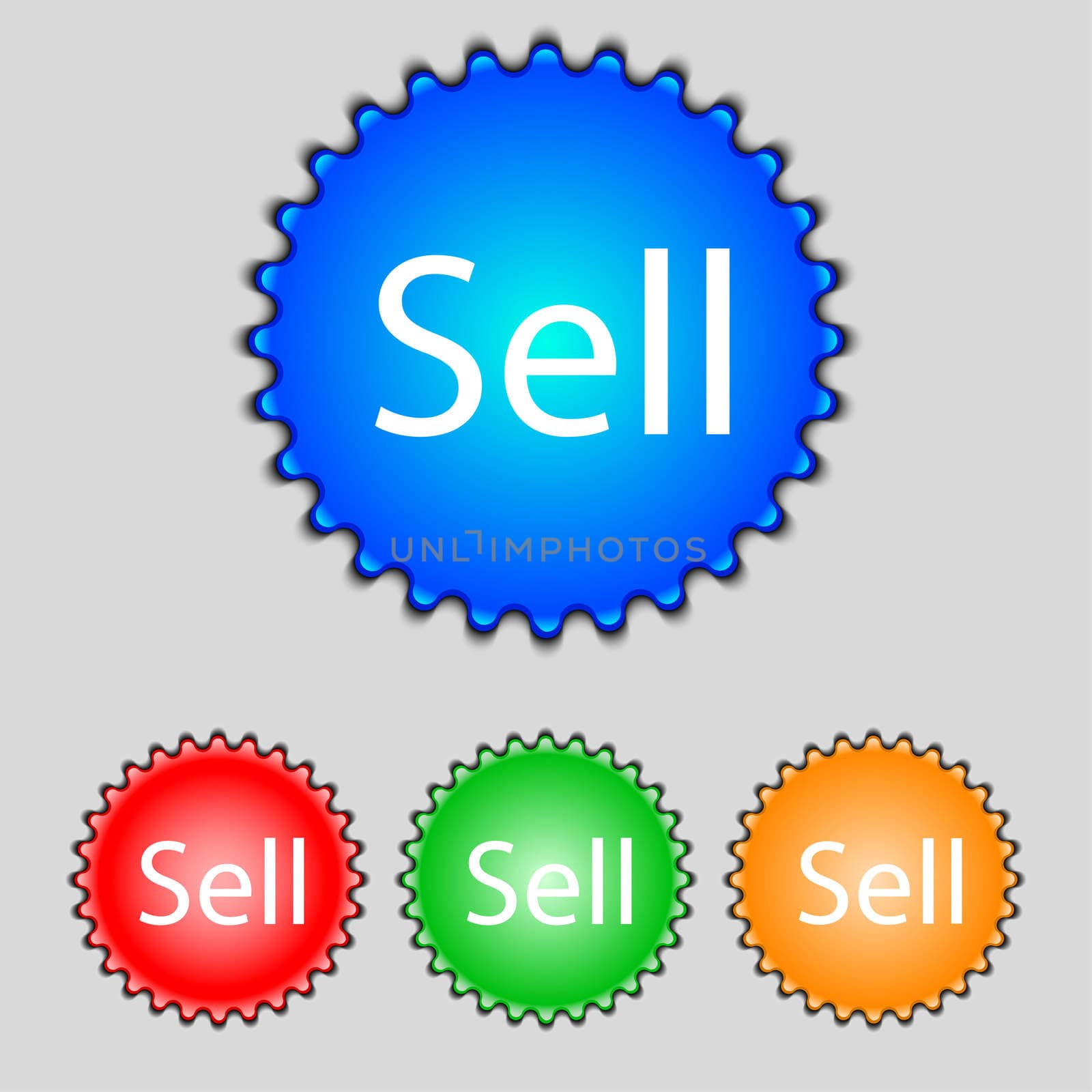 Sell sign icon. Contributor earnings button. Set of colored buttons.  by serhii_lohvyniuk