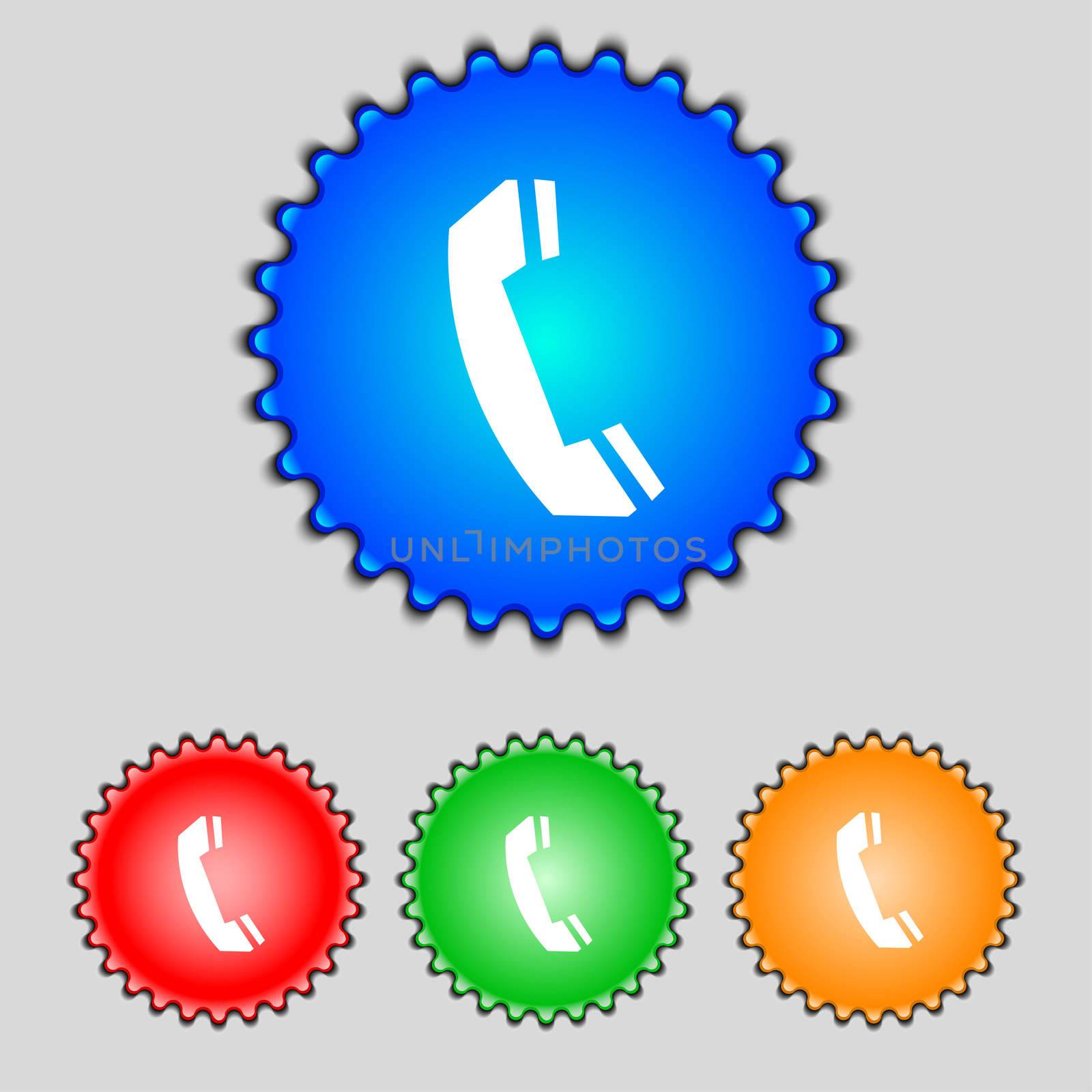 Phone sign icon. Support symbol. Call center. Set colourful buttons illustration