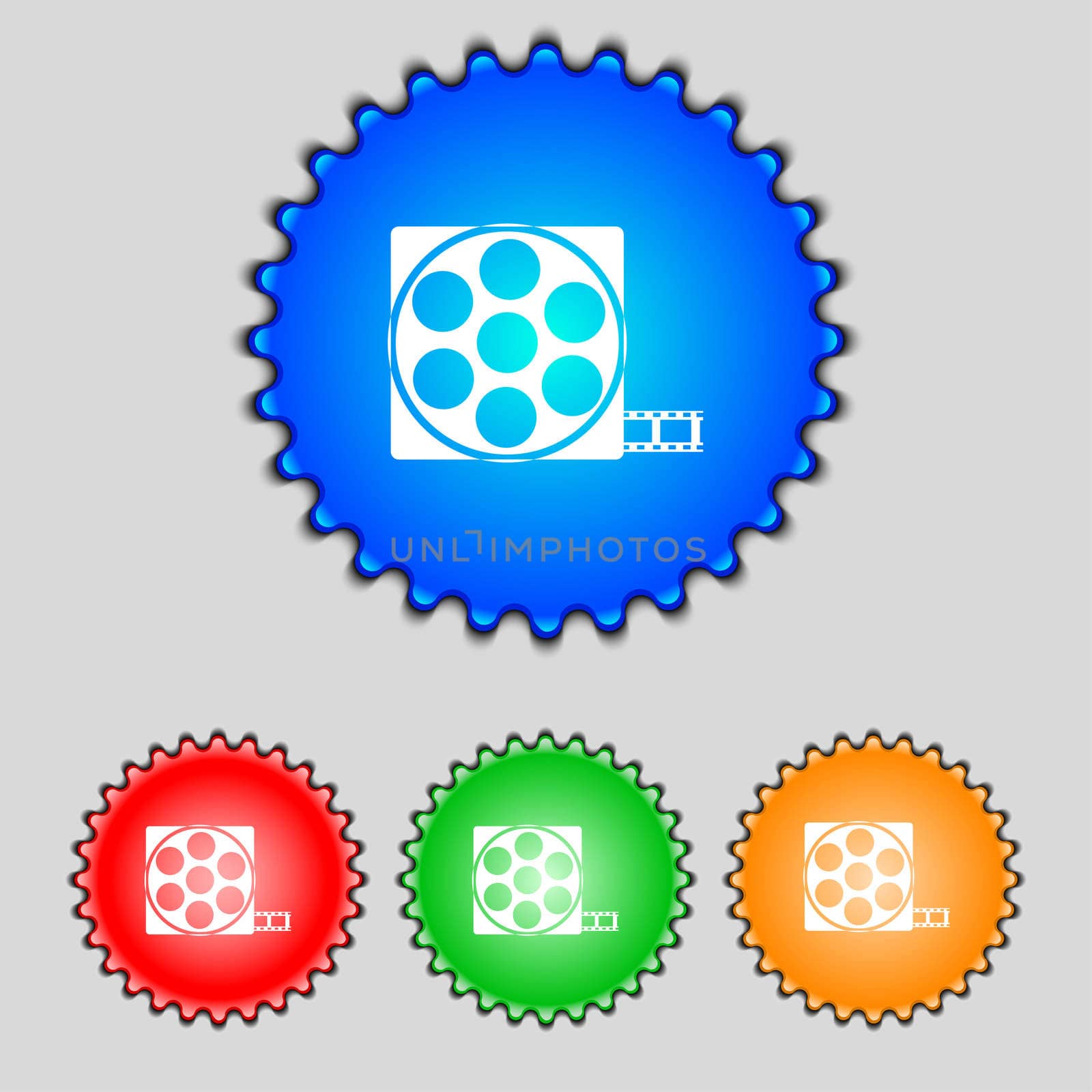 Video sign icon. frame symbol. Set colourful buttons.  by serhii_lohvyniuk