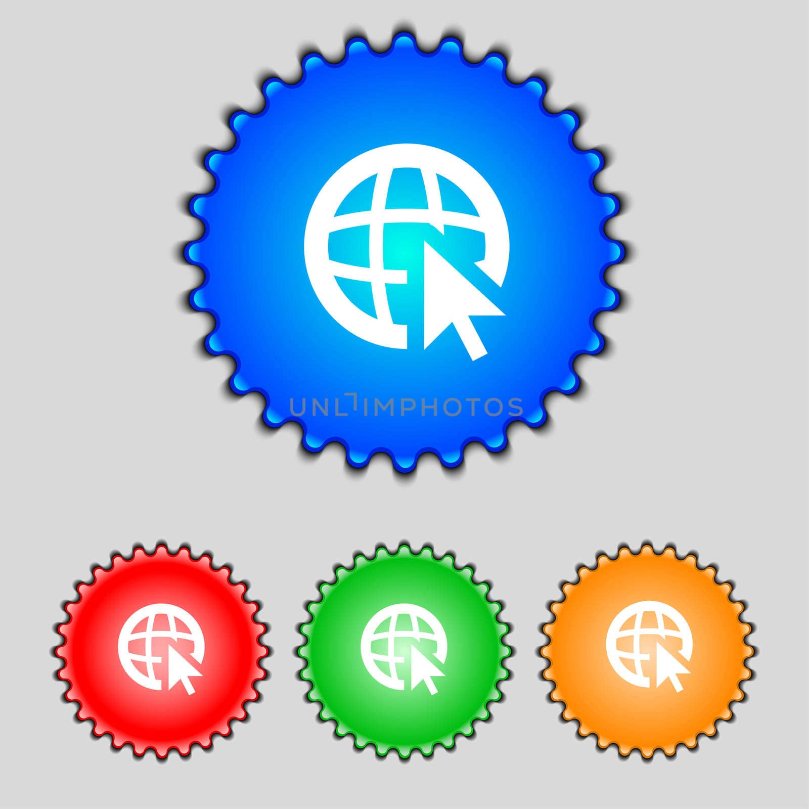 Internet sign icon. World wide web symbol. Cursor pointer. Set colour buttons  by serhii_lohvyniuk