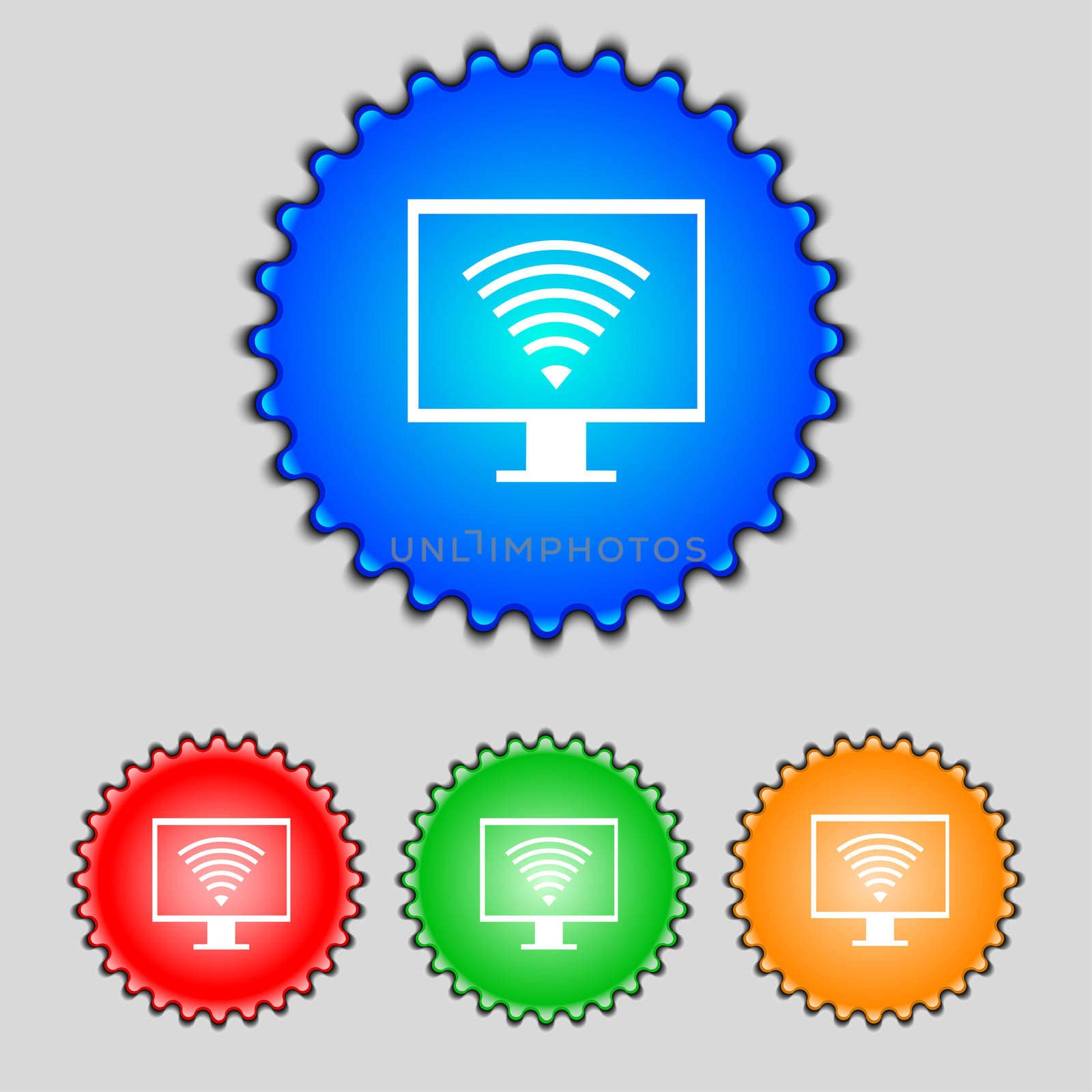 wi fi sign icon. Video game symbol. Set colourful buttons.  by serhii_lohvyniuk