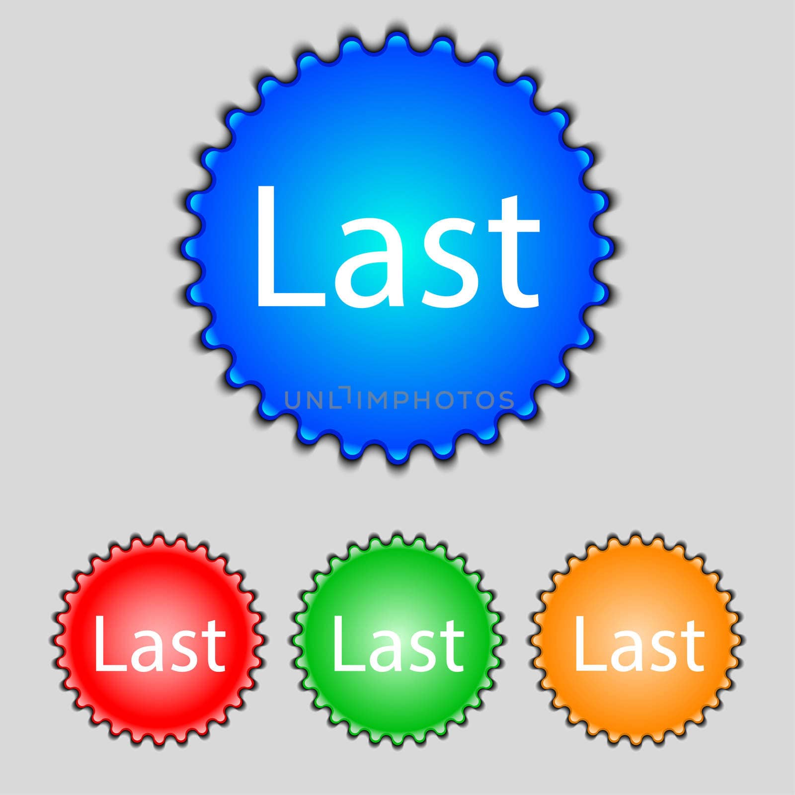 Last sign icon. Navigation symbol. Set of colored buttons. illustration