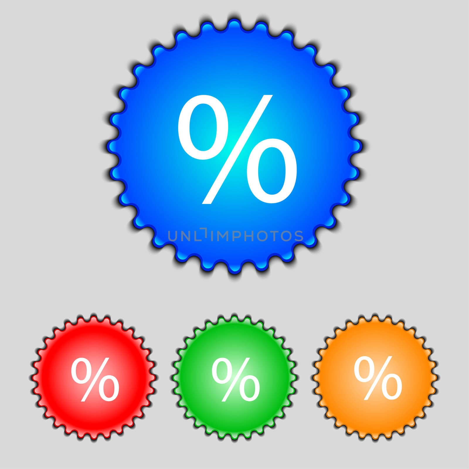 Discount percent sign icon. Modern interface website button. Set colourful buttons.  by serhii_lohvyniuk