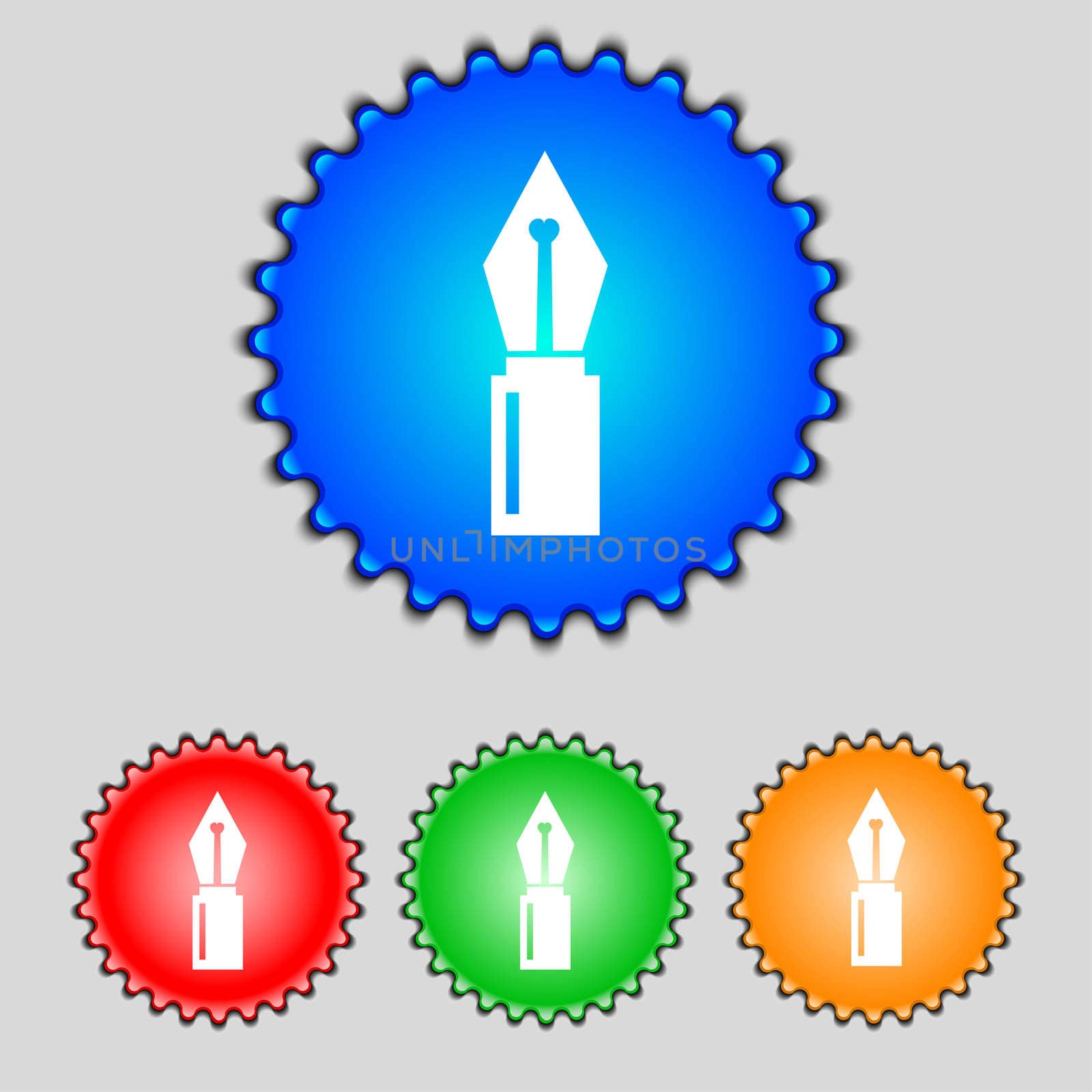 Pen sign icon. Edit content button. Set of colored buttons. illustration