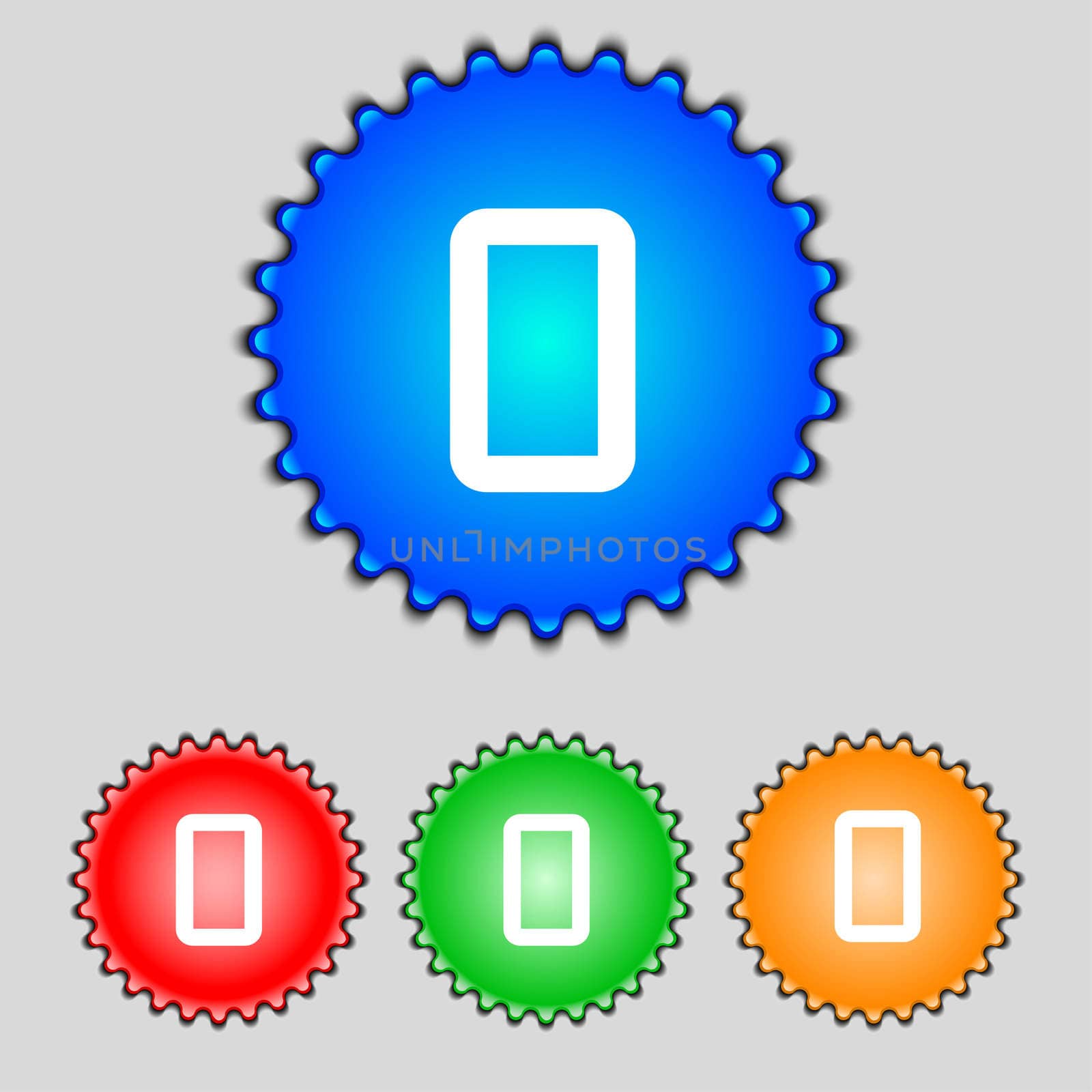 number zero icon sign. Set of coloured buttons. illustration