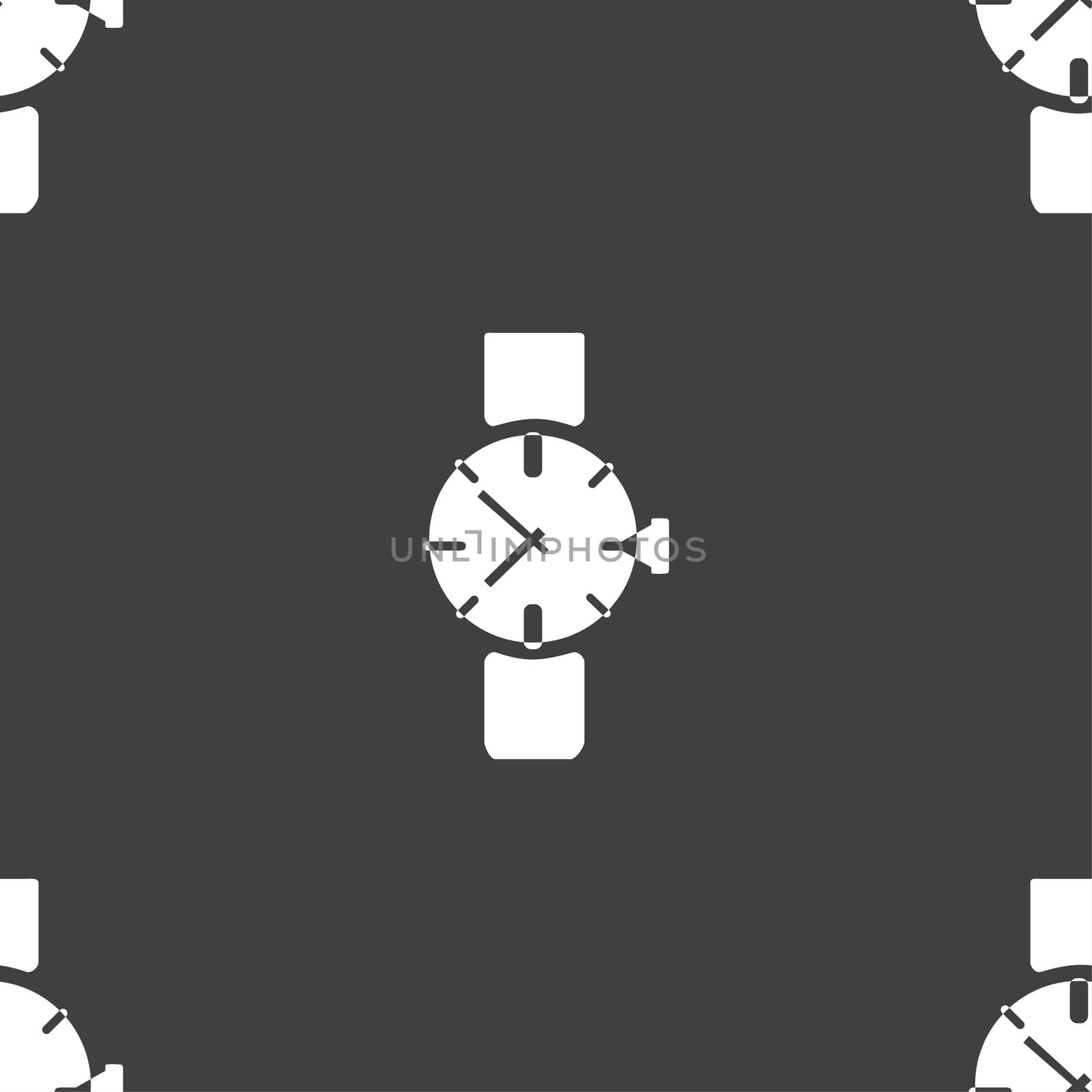 watches icon symbol . Seamless pattern on a gray background. illustration