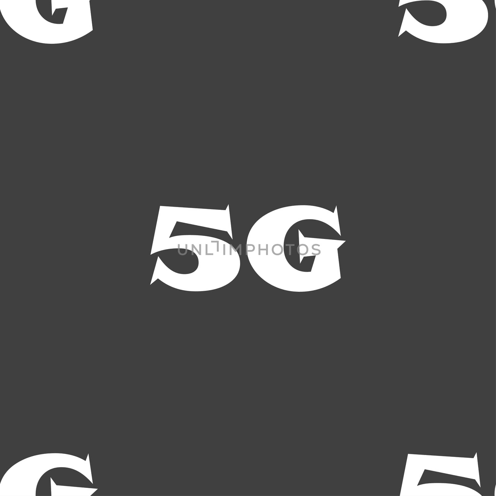 5G sign icon. Mobile telecommunications technology symbol. Seamless pattern on a gray background.  by serhii_lohvyniuk