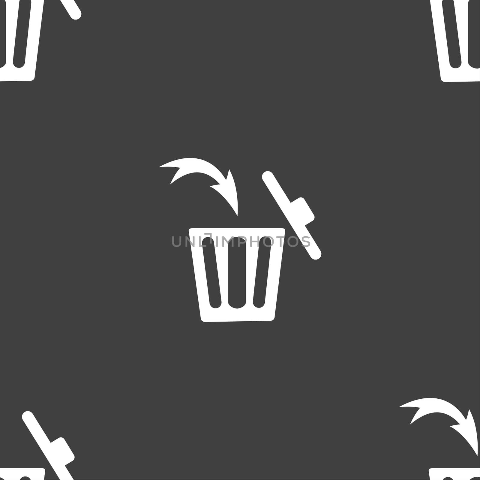 Recycle bin sign icon. Seamless pattern on a gray background. illustration