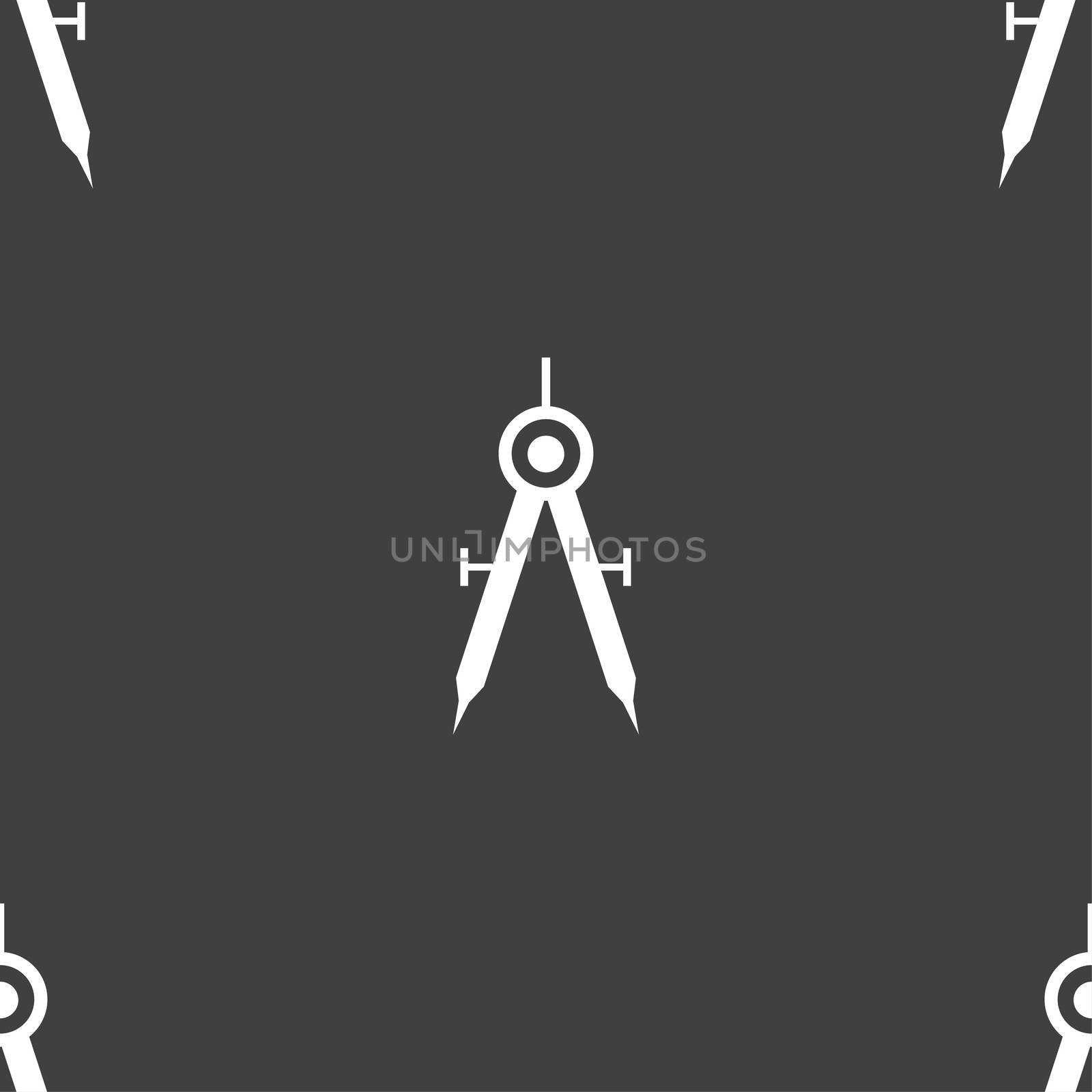Mathematical Compass sign icon. Seamless pattern on a gray background.  by serhii_lohvyniuk