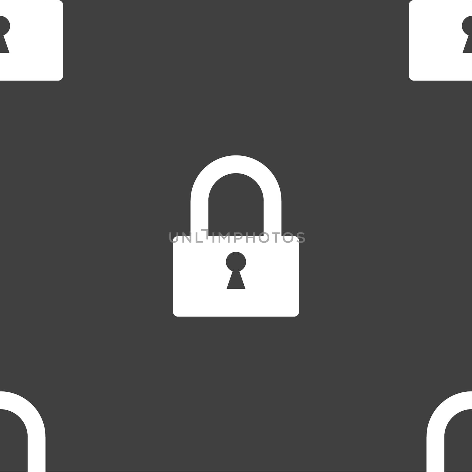 Lock sign icon. Locker symbol. Seamless pattern on a gray background.  by serhii_lohvyniuk