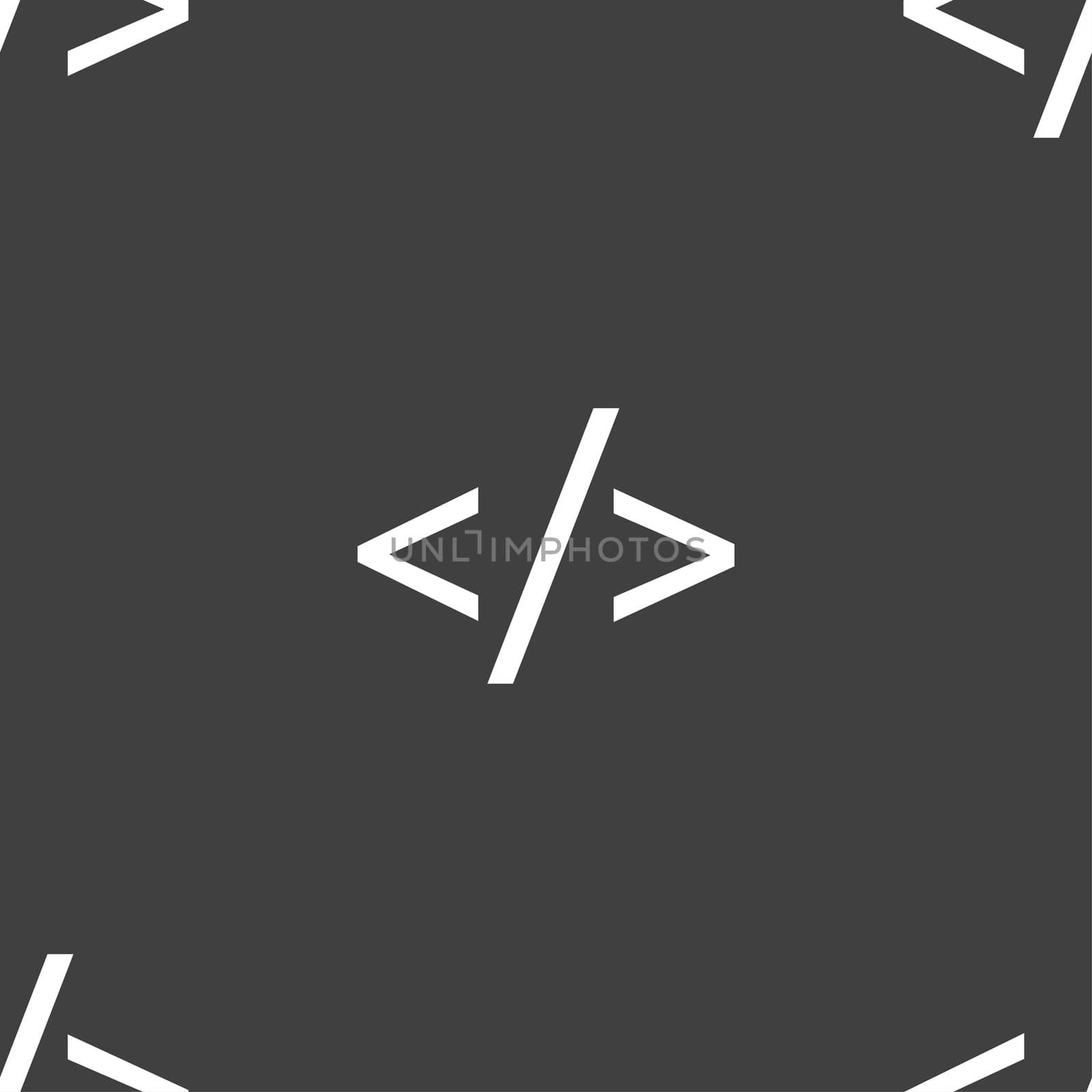 Code sign icon. Programming language symbol. Seamless pattern on a gray background.  by serhii_lohvyniuk