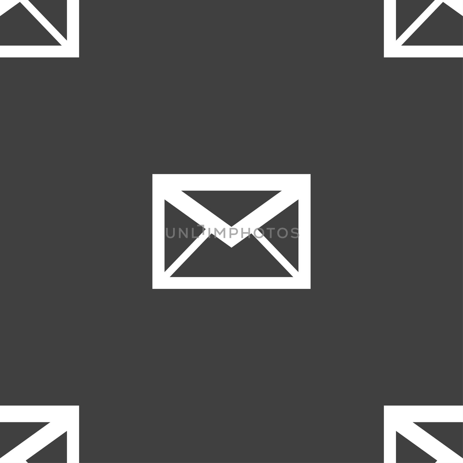 Mail icon. Envelope symbol. Message sign. navigation button. Seamless pattern on a gray background.  by serhii_lohvyniuk
