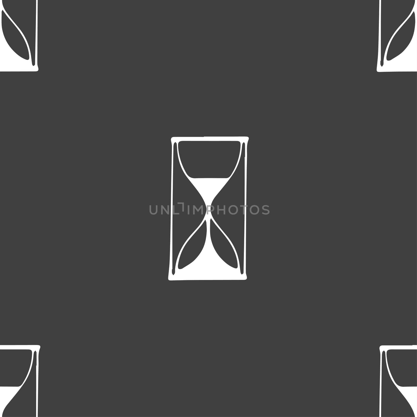 Hourglass sign icon. Sand timer symbol. Seamless pattern on a gray background.  by serhii_lohvyniuk