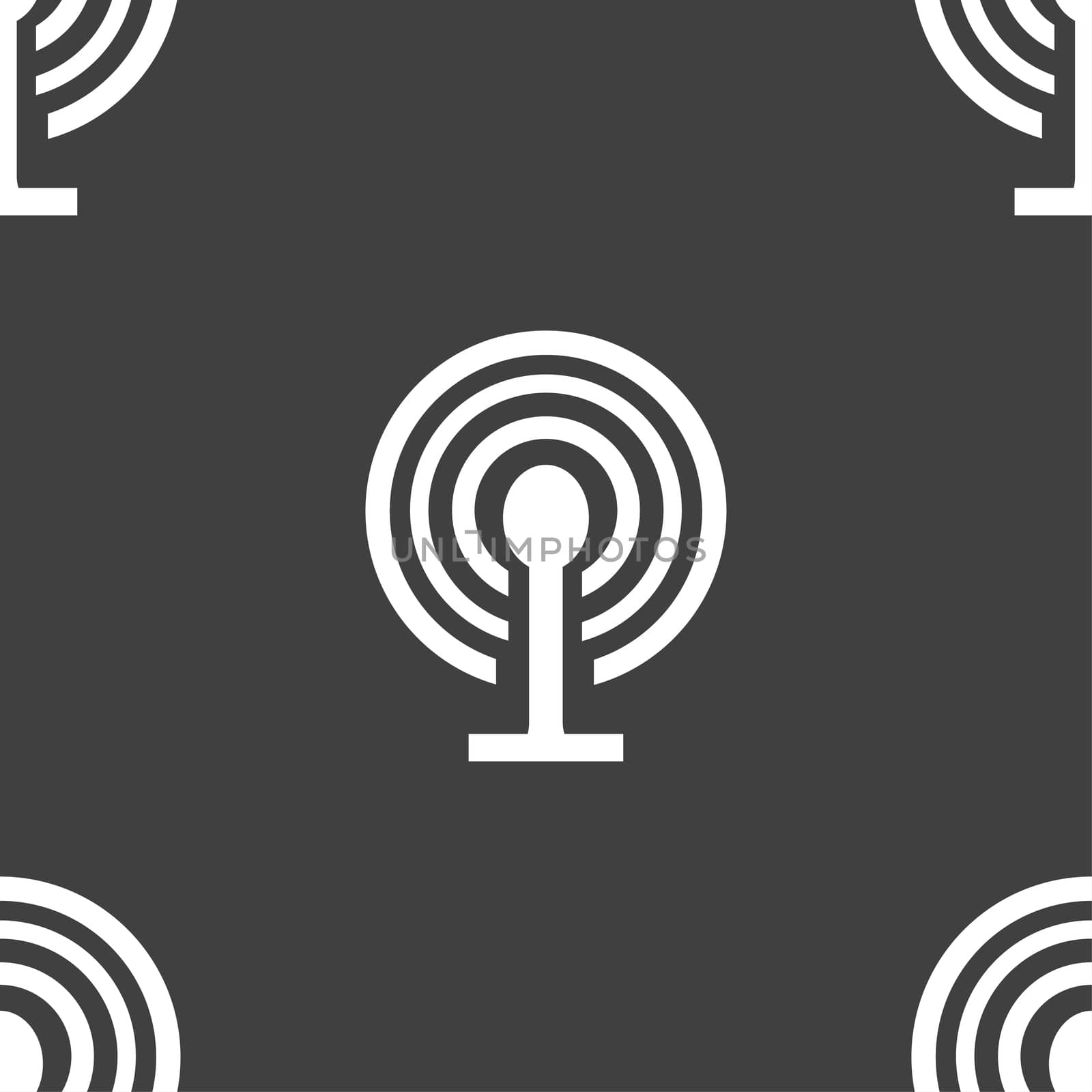 Wifi sign. Wi-fi symbol. Wireless Network icon zone. Seamless pattern on a gray background. illustration