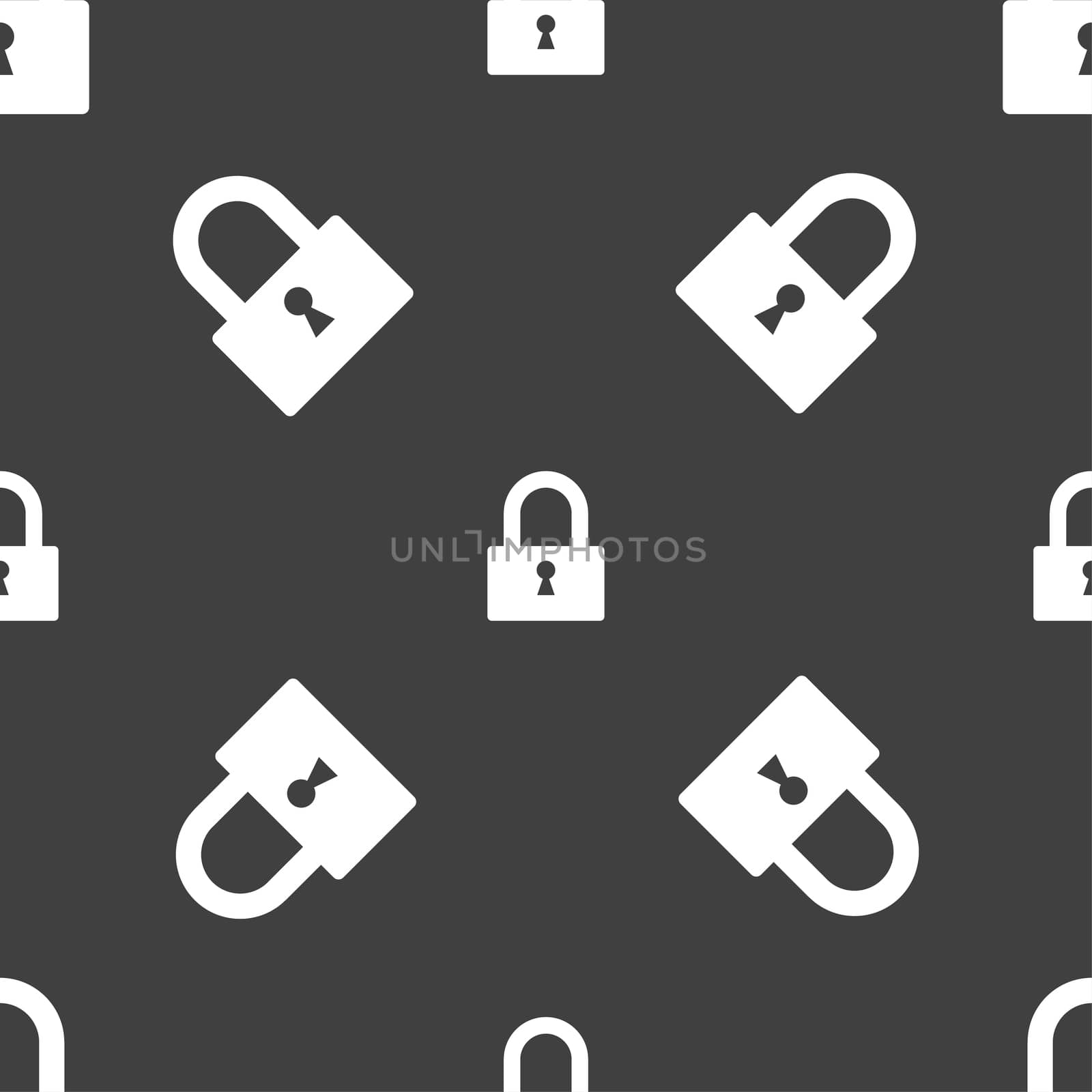 Lock sign icon. Locker symbol. Seamless pattern on a gray background. illustration