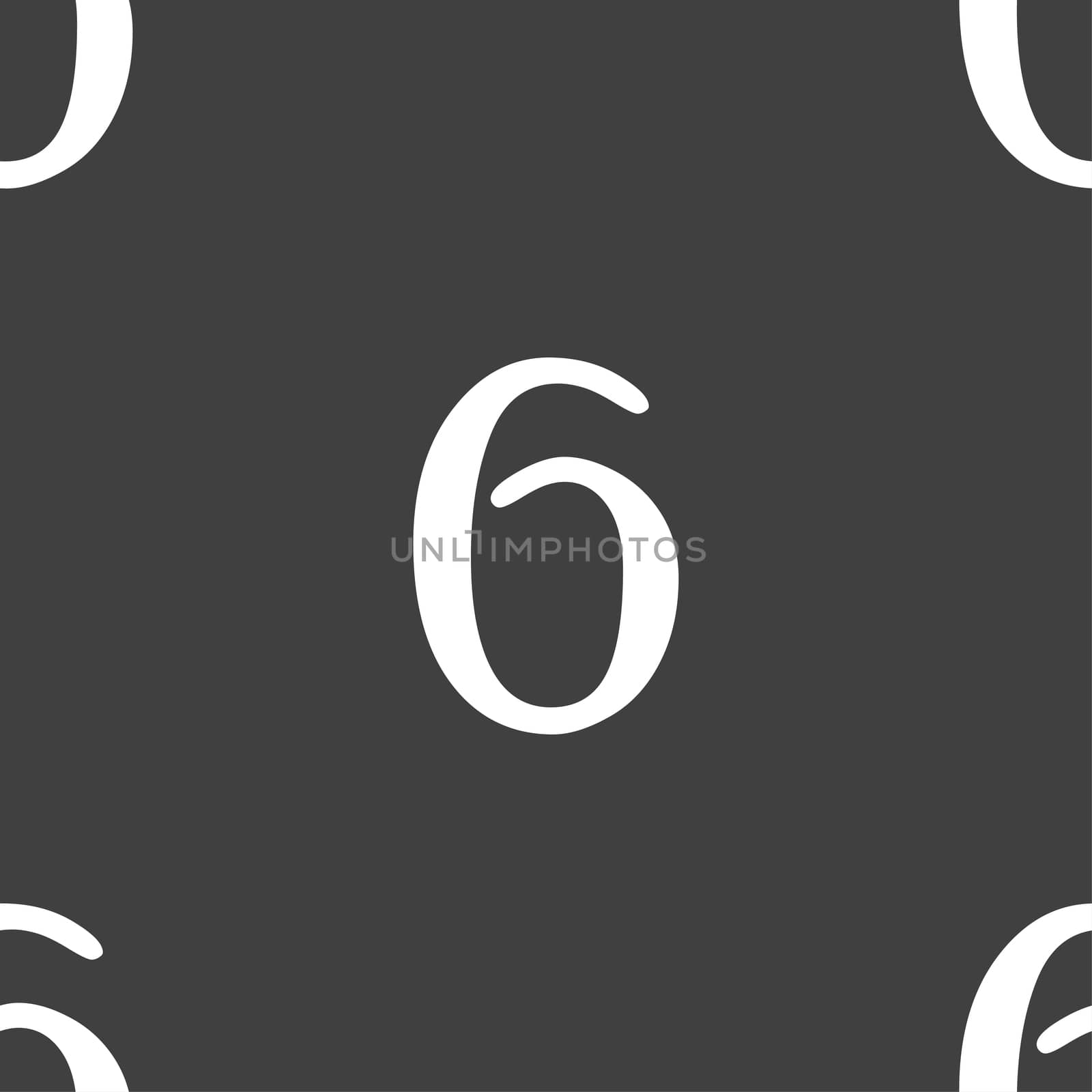 number six icon sign. Seamless pattern on a gray background.  by serhii_lohvyniuk