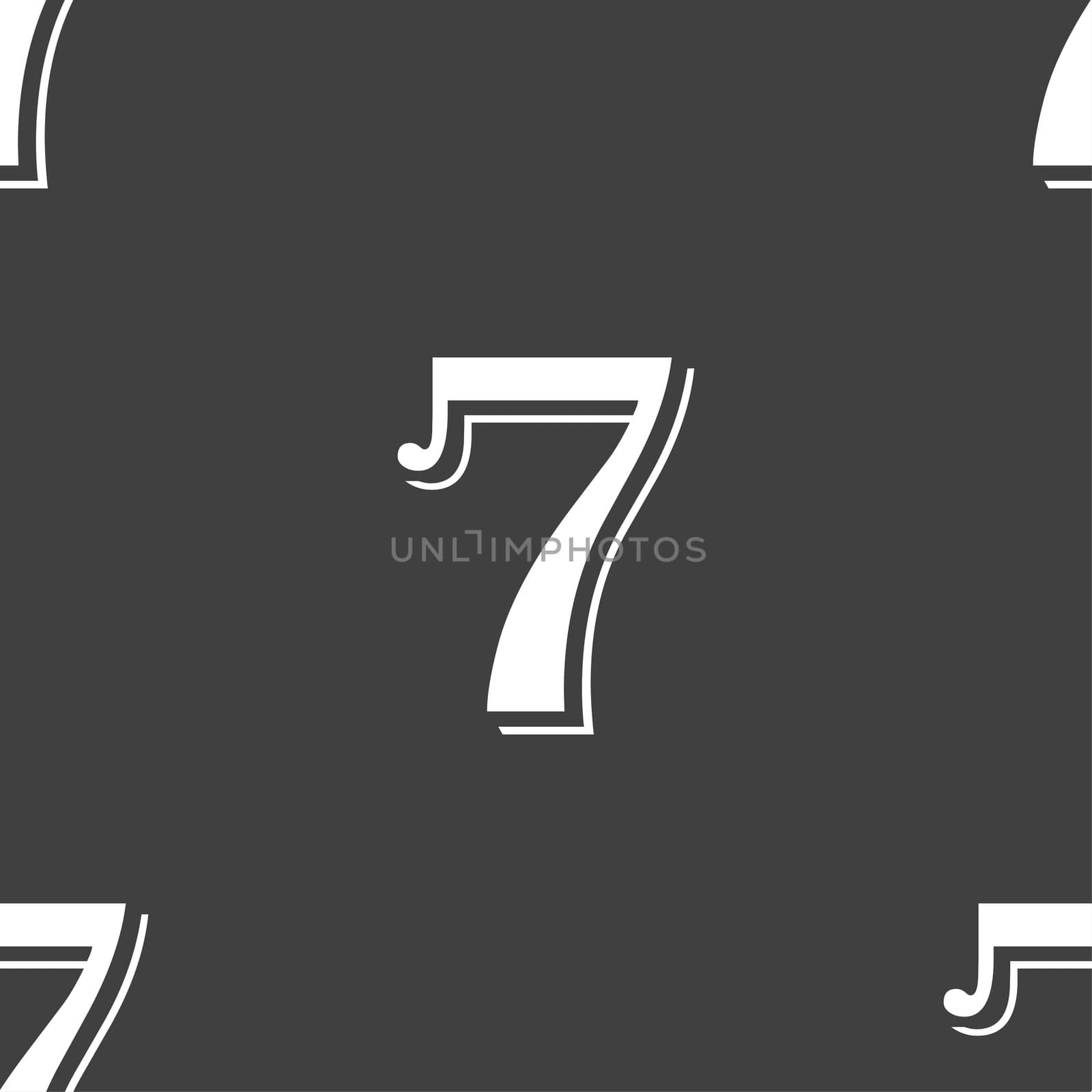 number seven icon sign. Seamless pattern on a gray background. illustration