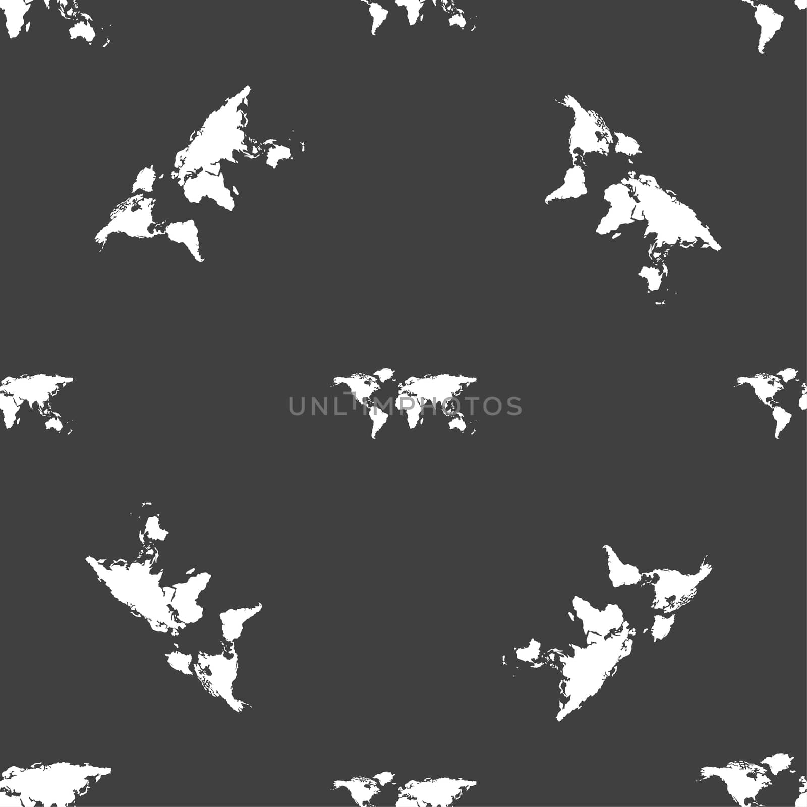 Globe sign icon. World map geography symbol. Seamless pattern on a gray background. illustration