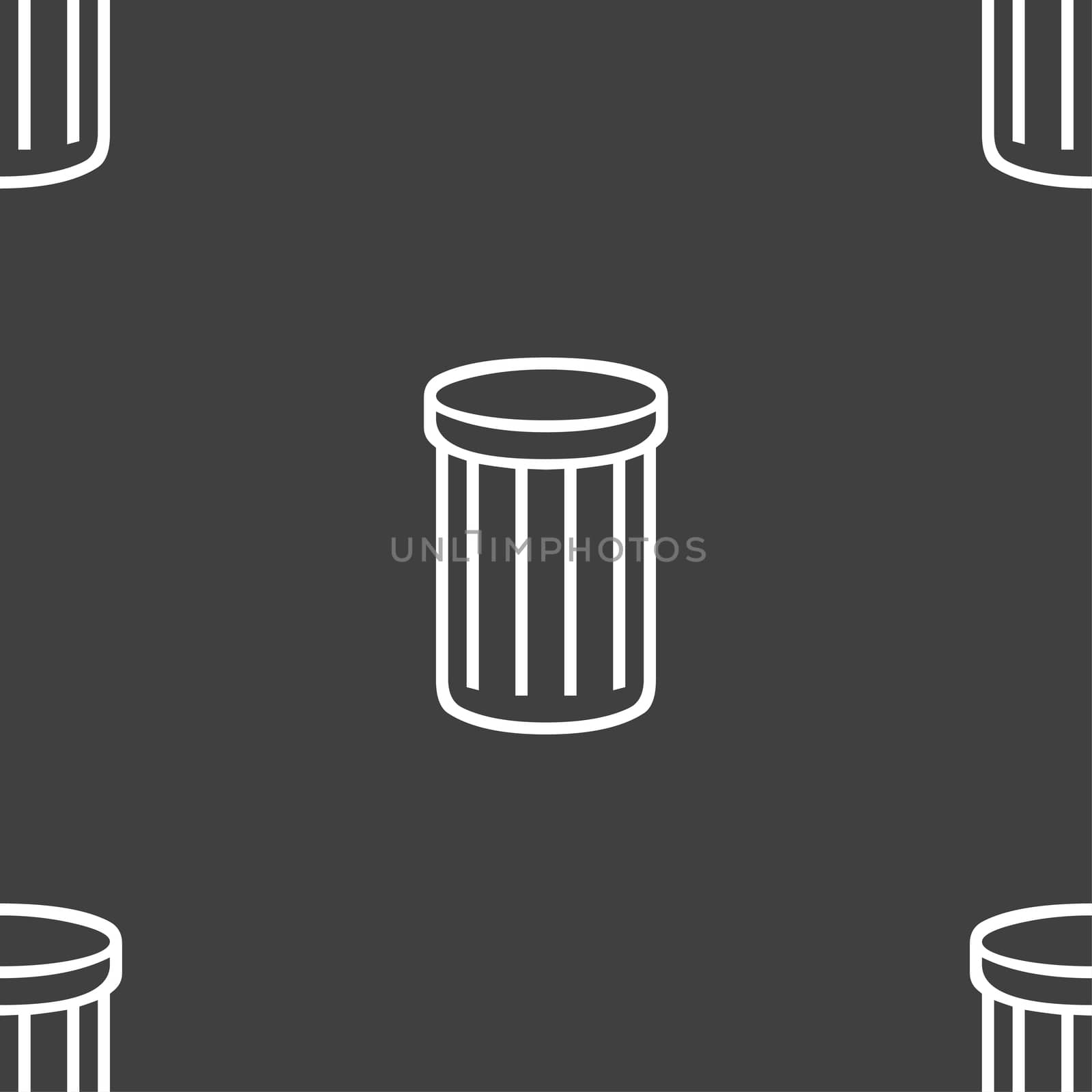 Recycle bin sign icon. Symbol. Seamless pattern on a gray background. illustration