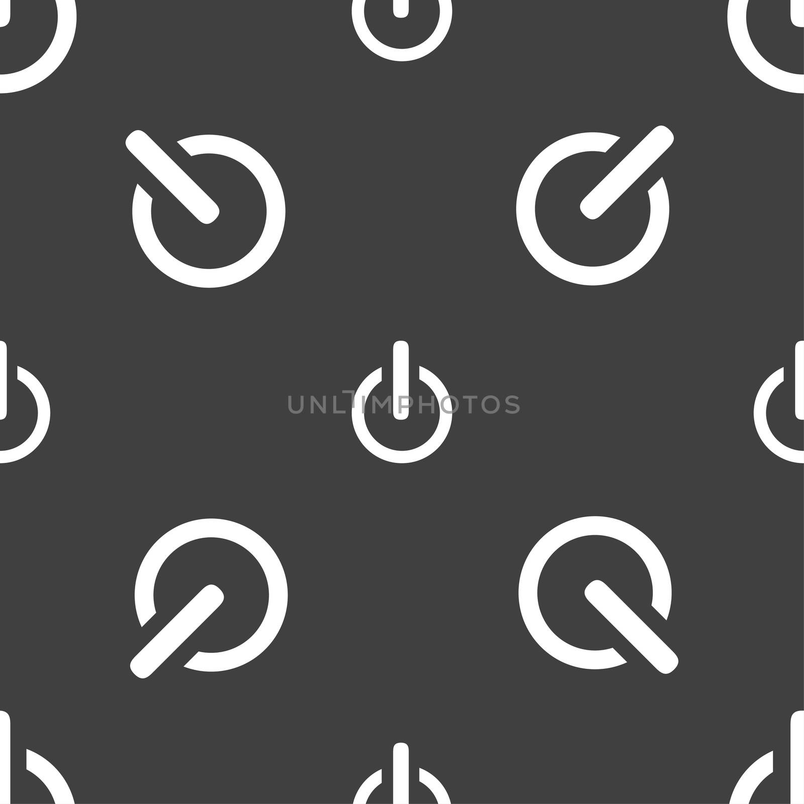 Power sign icon. Switch symbol. Seamless pattern on a gray background.  by serhii_lohvyniuk