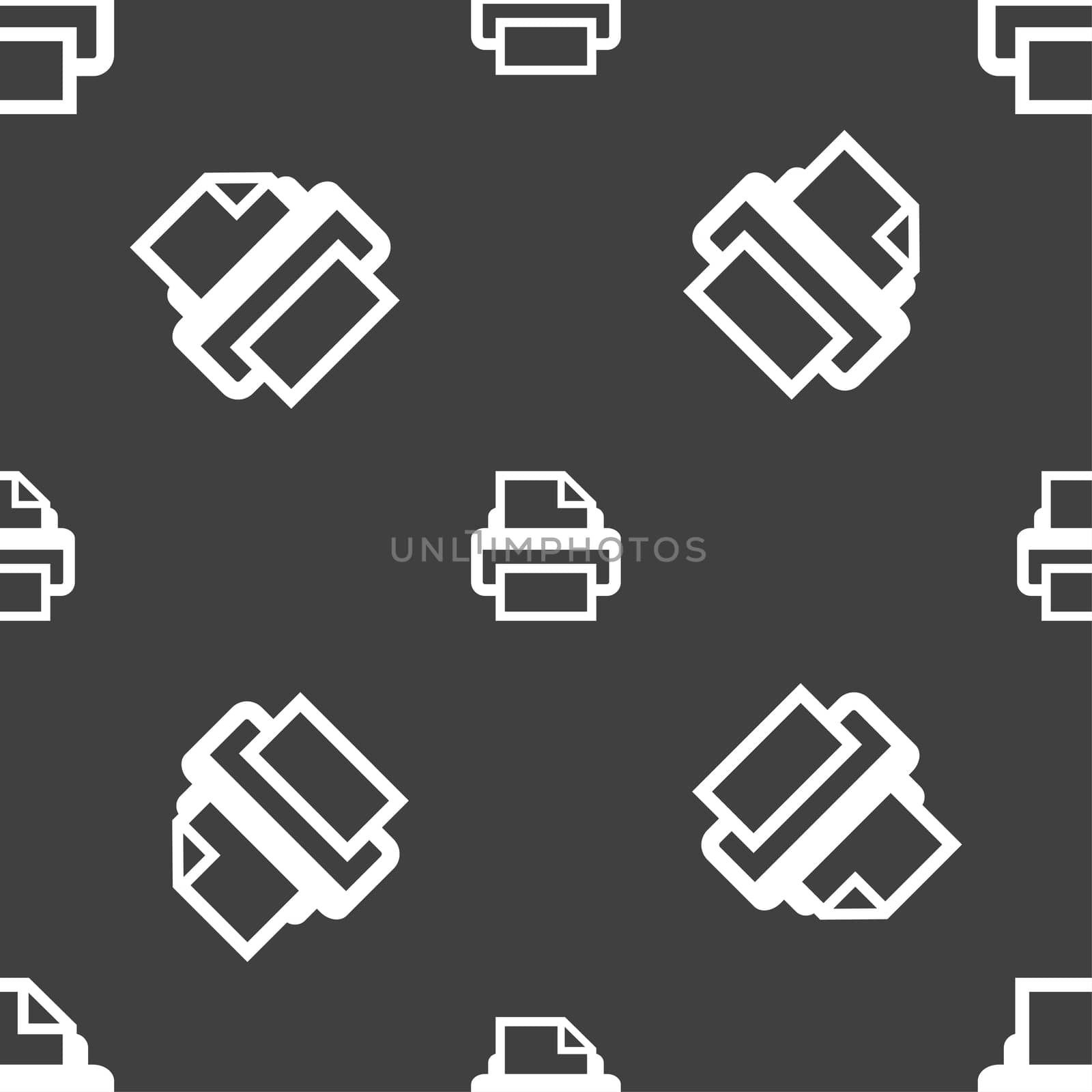 Print sign icon. Printing symbol. Seamless pattern on a gray background. illustration