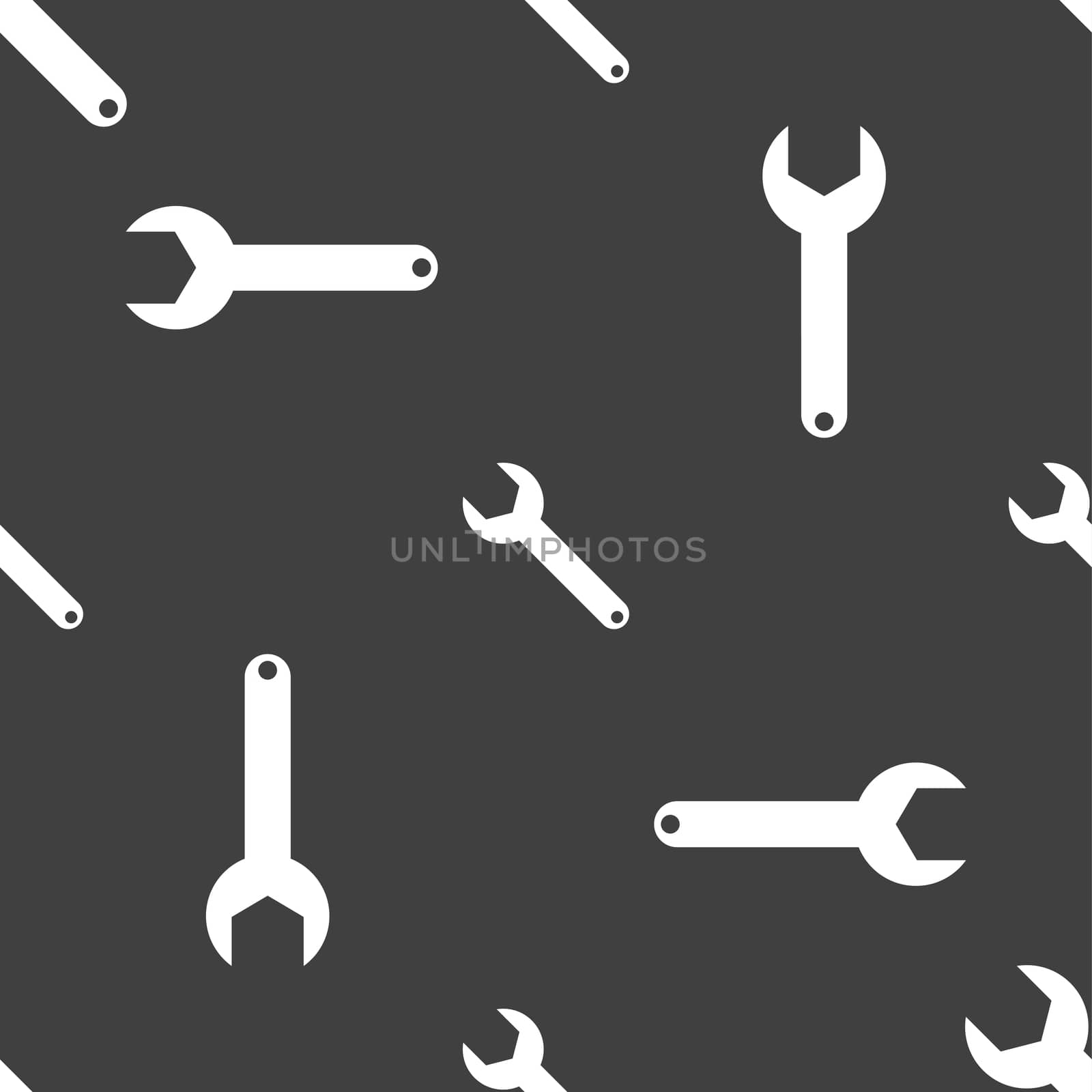 Wrench key sign icon. Service tool symbol. Seamless pattern on a gray background.  by serhii_lohvyniuk