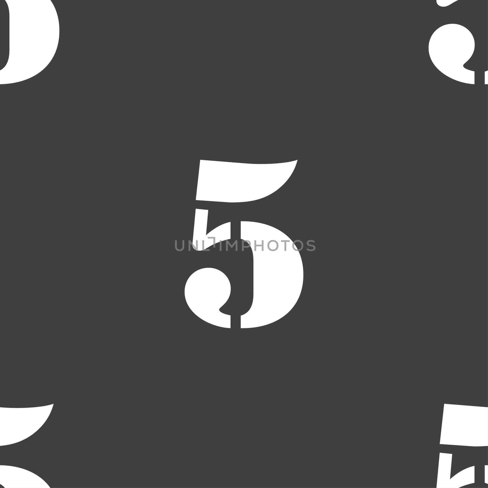 number five icon sign. Seamless pattern on a gray background.  by serhii_lohvyniuk