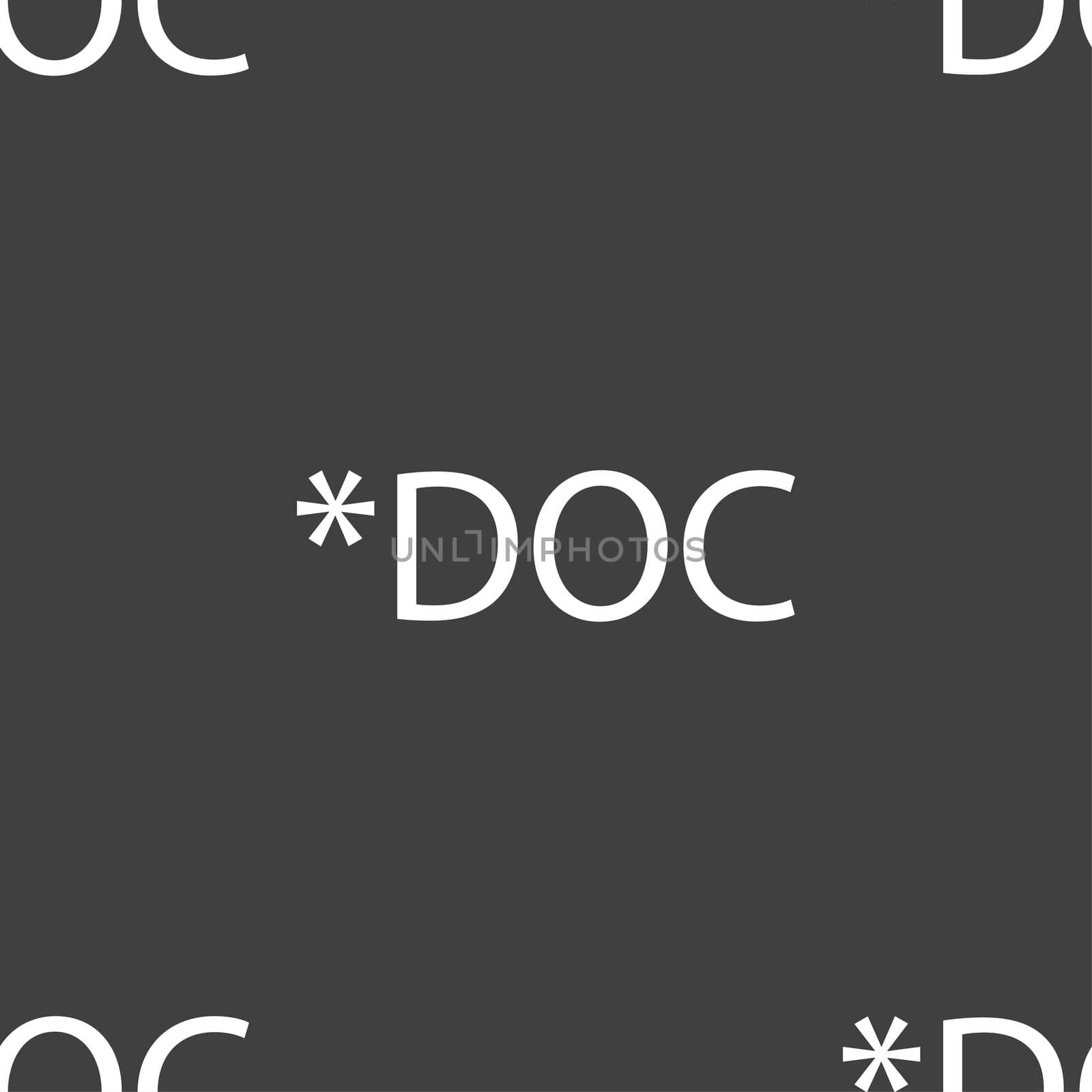File document icon. Download doc button. Doc file extension symbol. Seamless pattern on a gray background.  by serhii_lohvyniuk