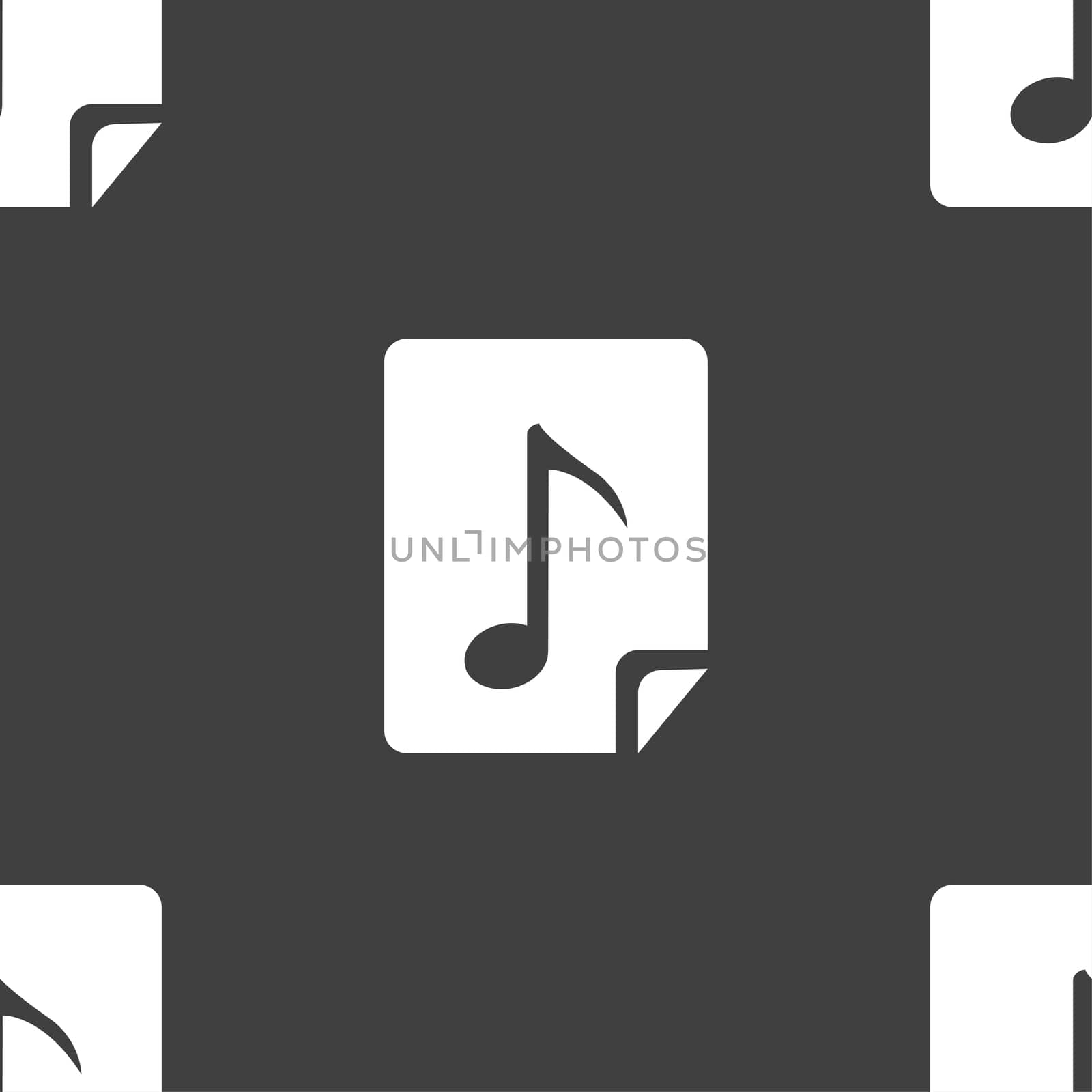 Audio, MP3 file icon sign. Seamless pattern on a gray background.  by serhii_lohvyniuk
