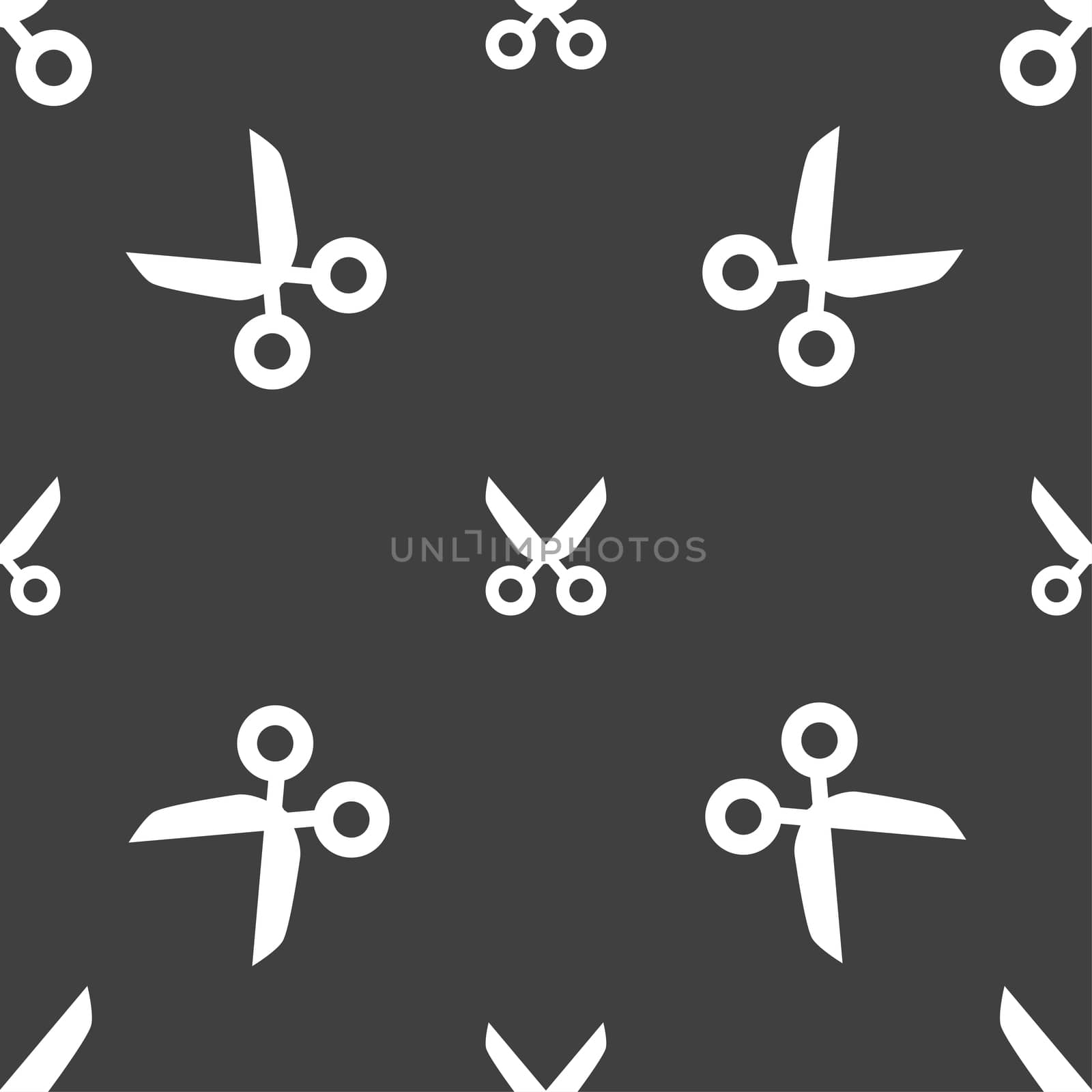 Scissors hairdresser sign icon. Tailor symbol. Seamless pattern on a gray background.  by serhii_lohvyniuk