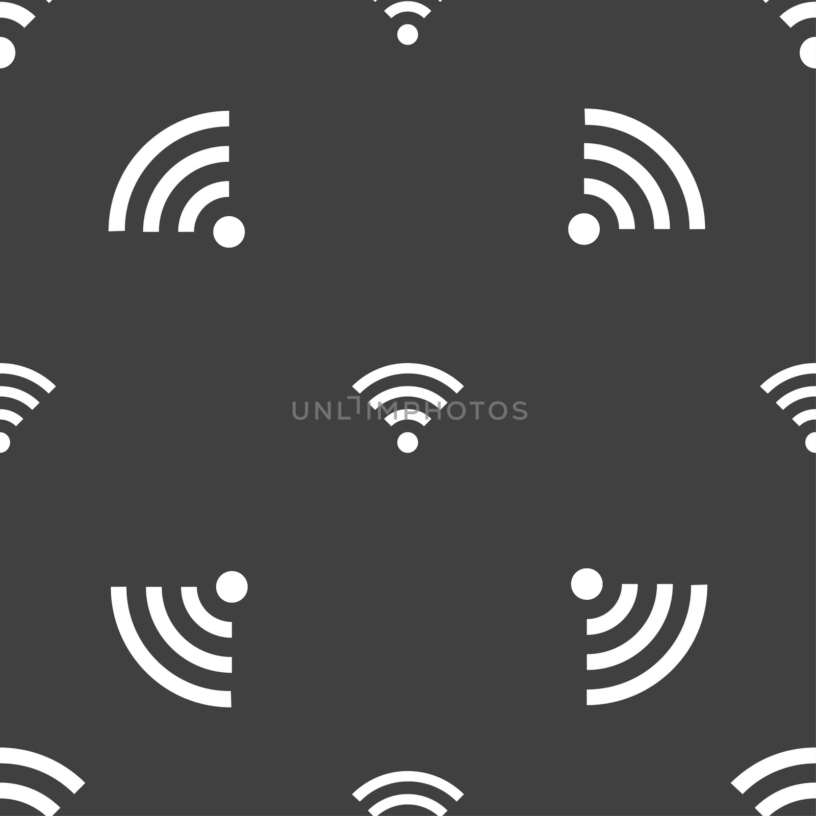 Wifi sign. Wi-fi symbol. Wireless Network icon zone. Seamless pattern on a gray background. illustration