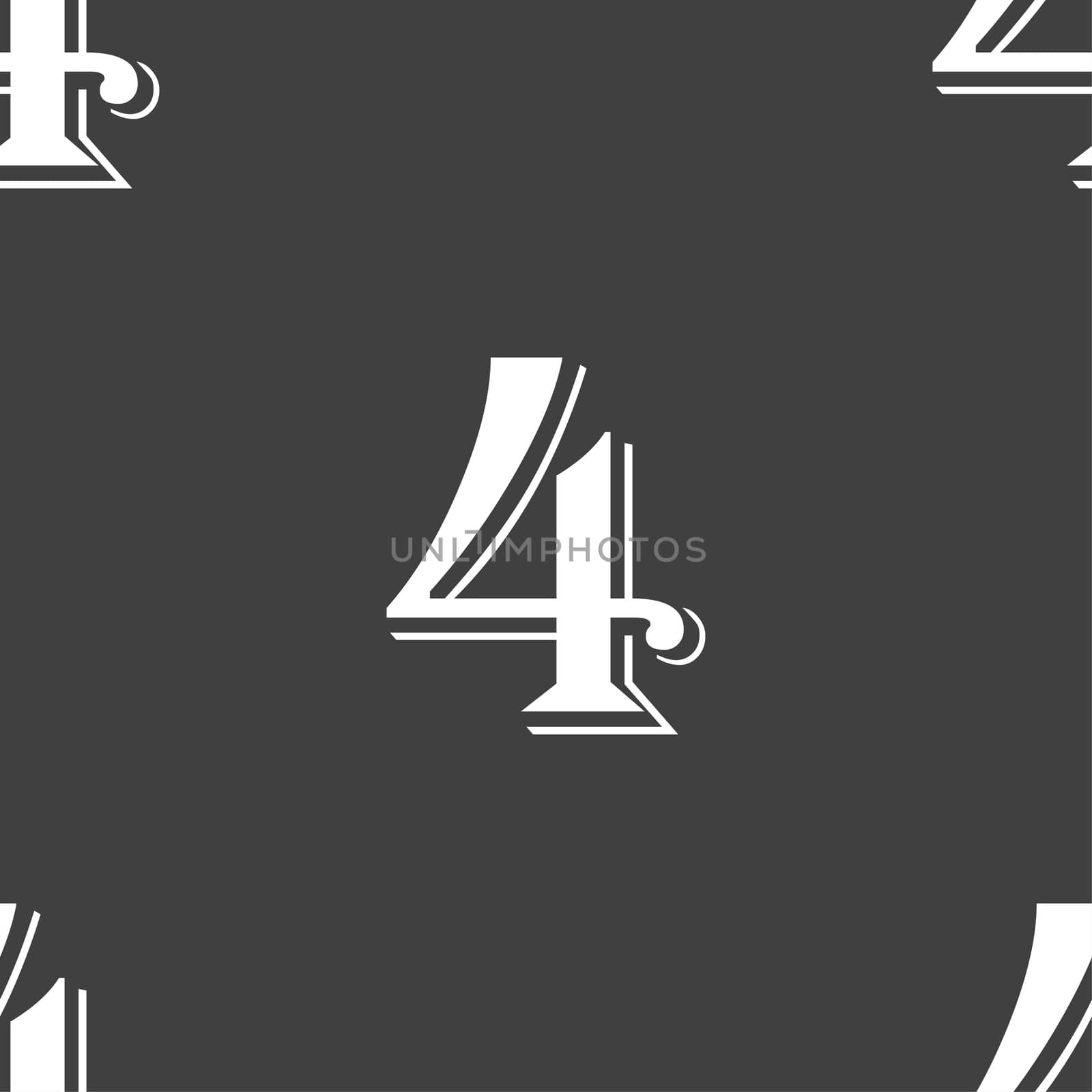 number four icon sign. Seamless pattern on a gray background. illustration