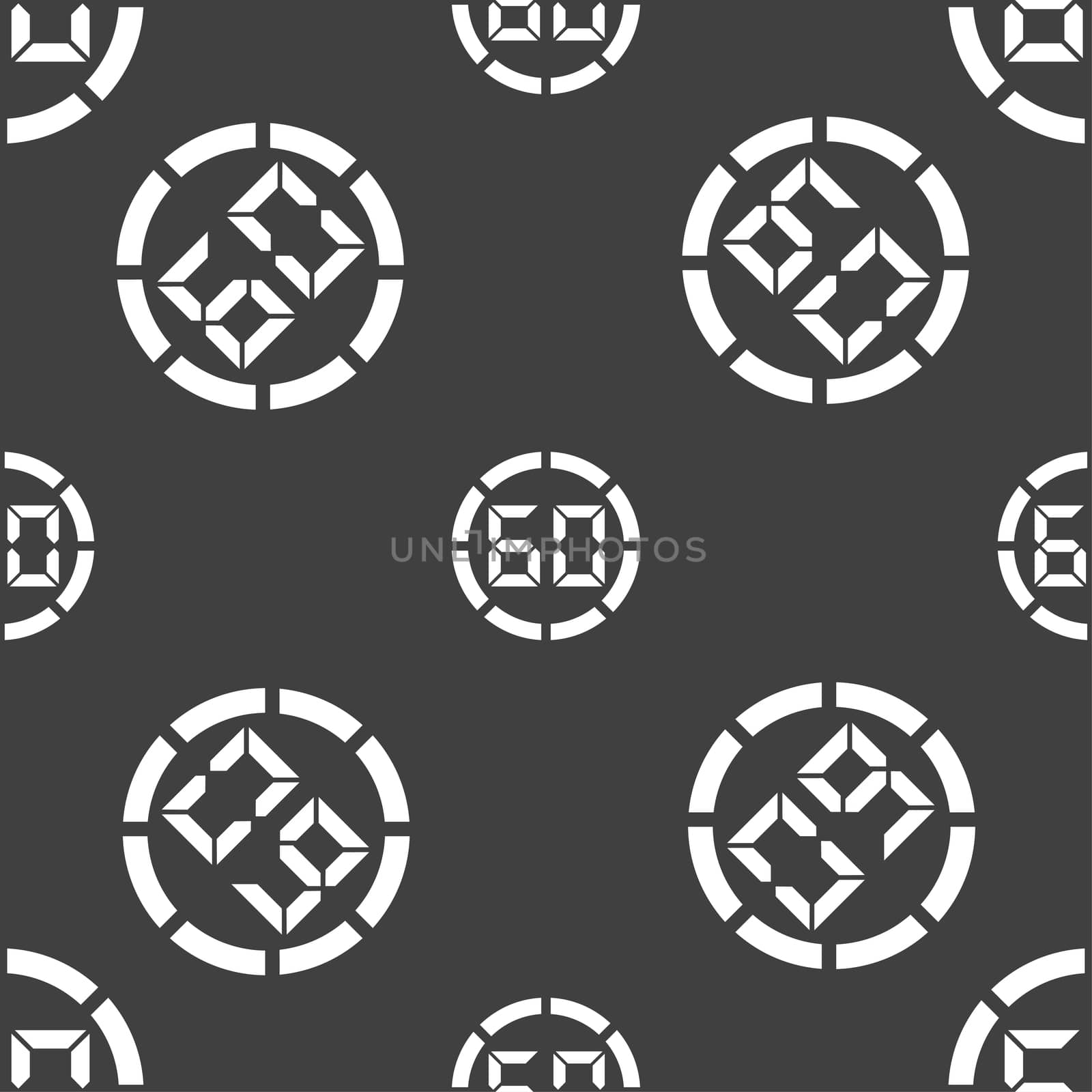 60 second stopwatch icon sign. Seamless pattern on a gray background. illustration