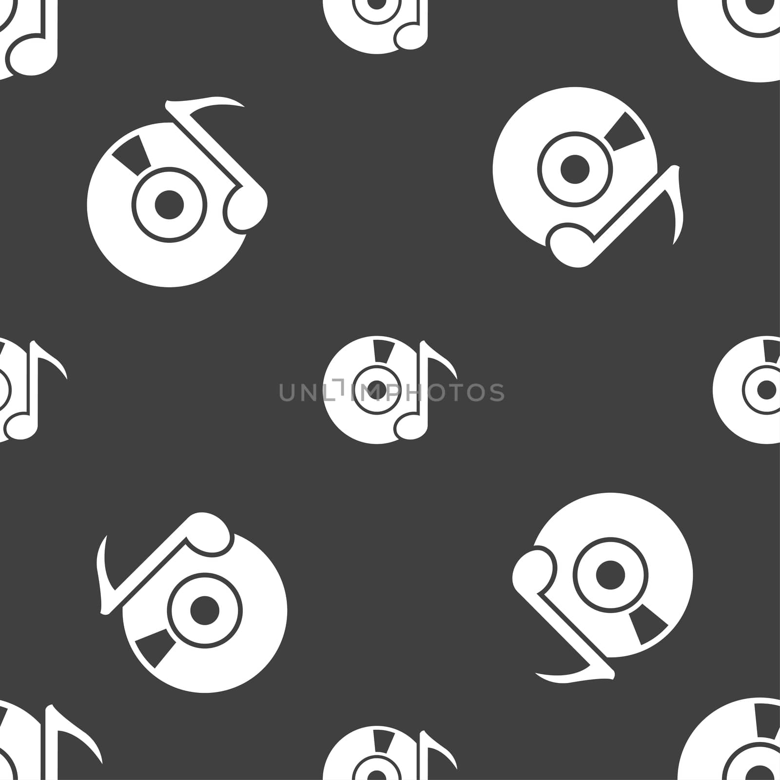 CD or DVD icon sign. Seamless pattern on a gray background.  by serhii_lohvyniuk