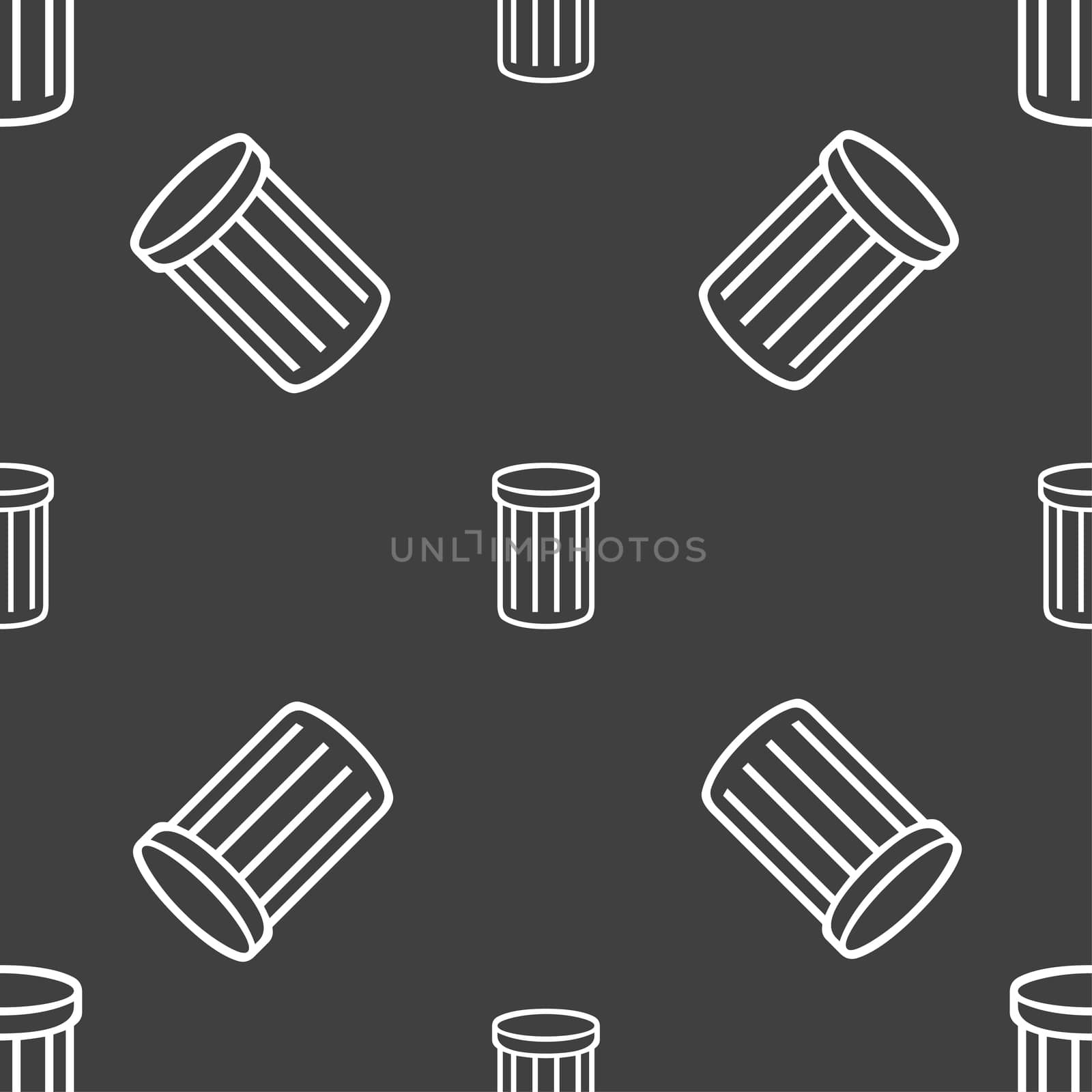Recycle bin sign icon. Symbol. Seamless pattern on a gray background. illustration