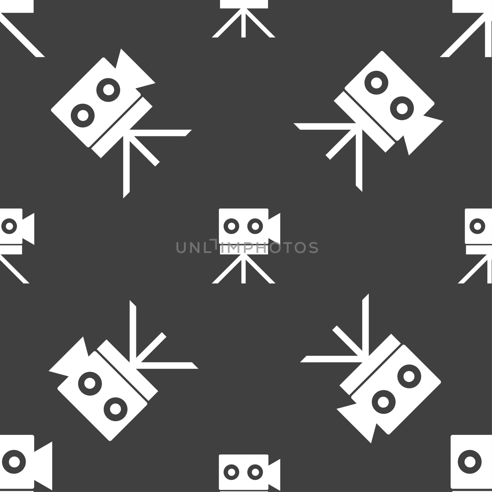 Video camera sign icon.content button. Seamless pattern on a gray background. illustration