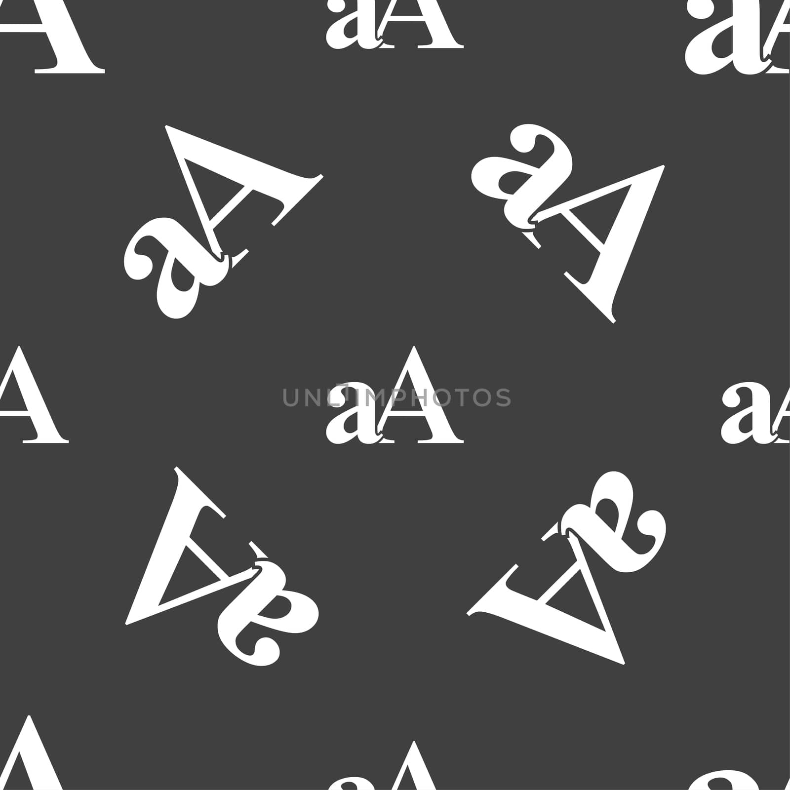 Enlarge font, aA icon sign. Seamless pattern on a gray background.  by serhii_lohvyniuk