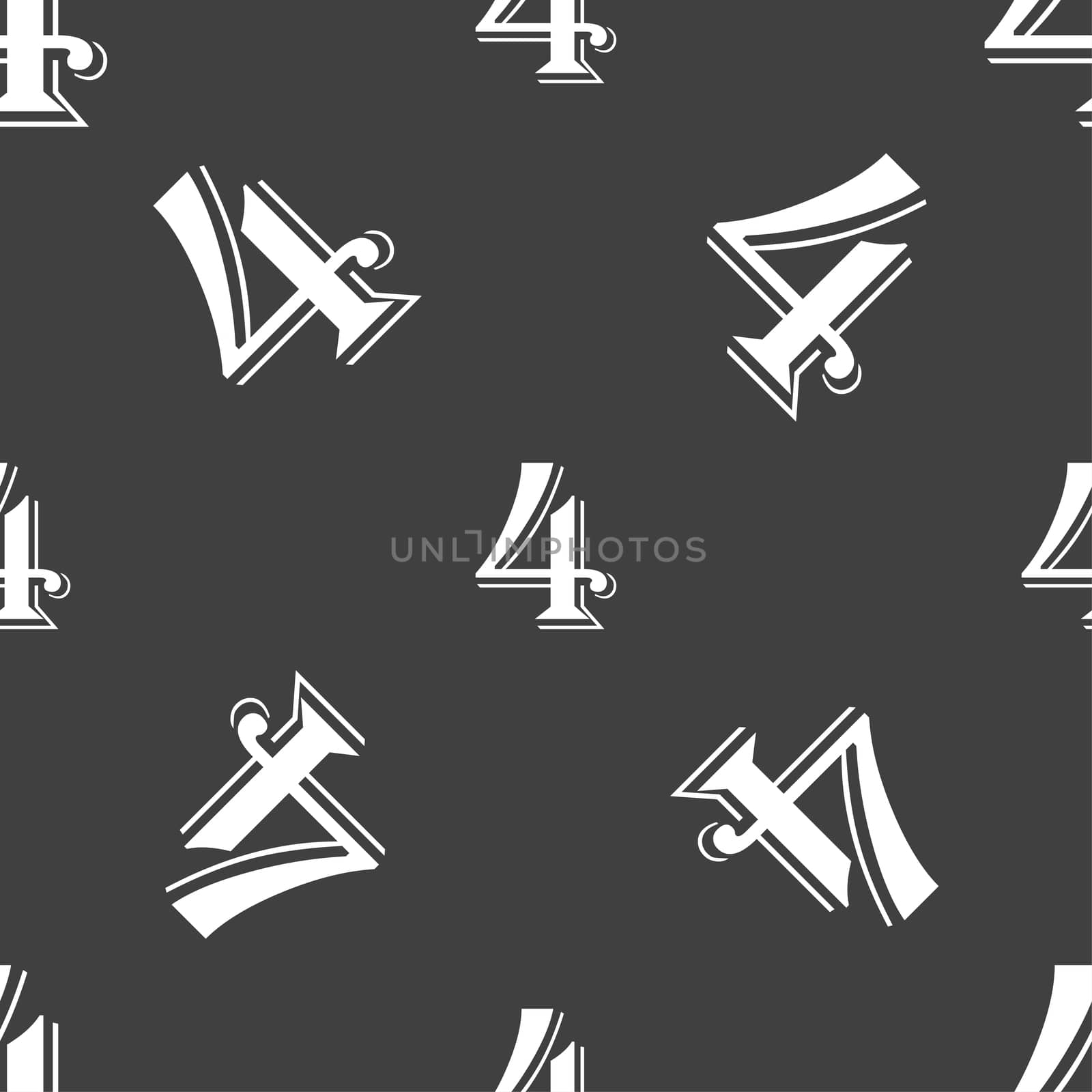 number four icon sign. Seamless pattern on a gray background.  by serhii_lohvyniuk