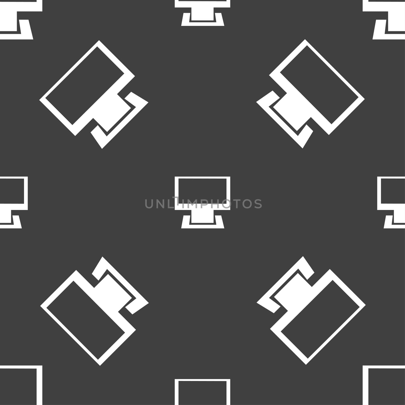 Computer widescreen monitor sign icon. Seamless pattern on a gray background.  by serhii_lohvyniuk
