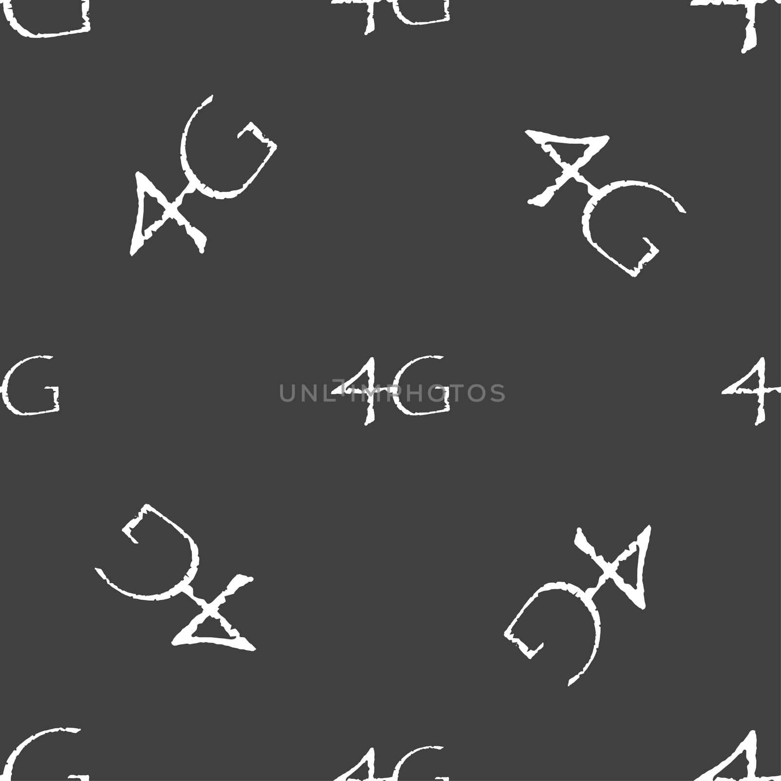 4G sign icon. Mobile telecommunications technology symbol. Seamless pattern on a gray background. illustration