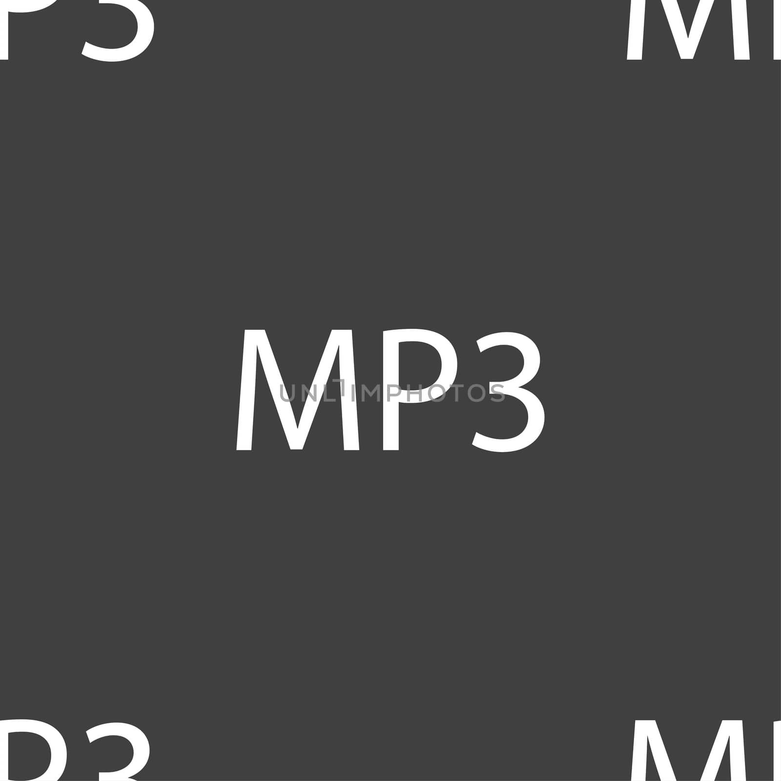 Mp3 music format sign icon. Musical symbol. Seamless pattern on a gray background.  by serhii_lohvyniuk