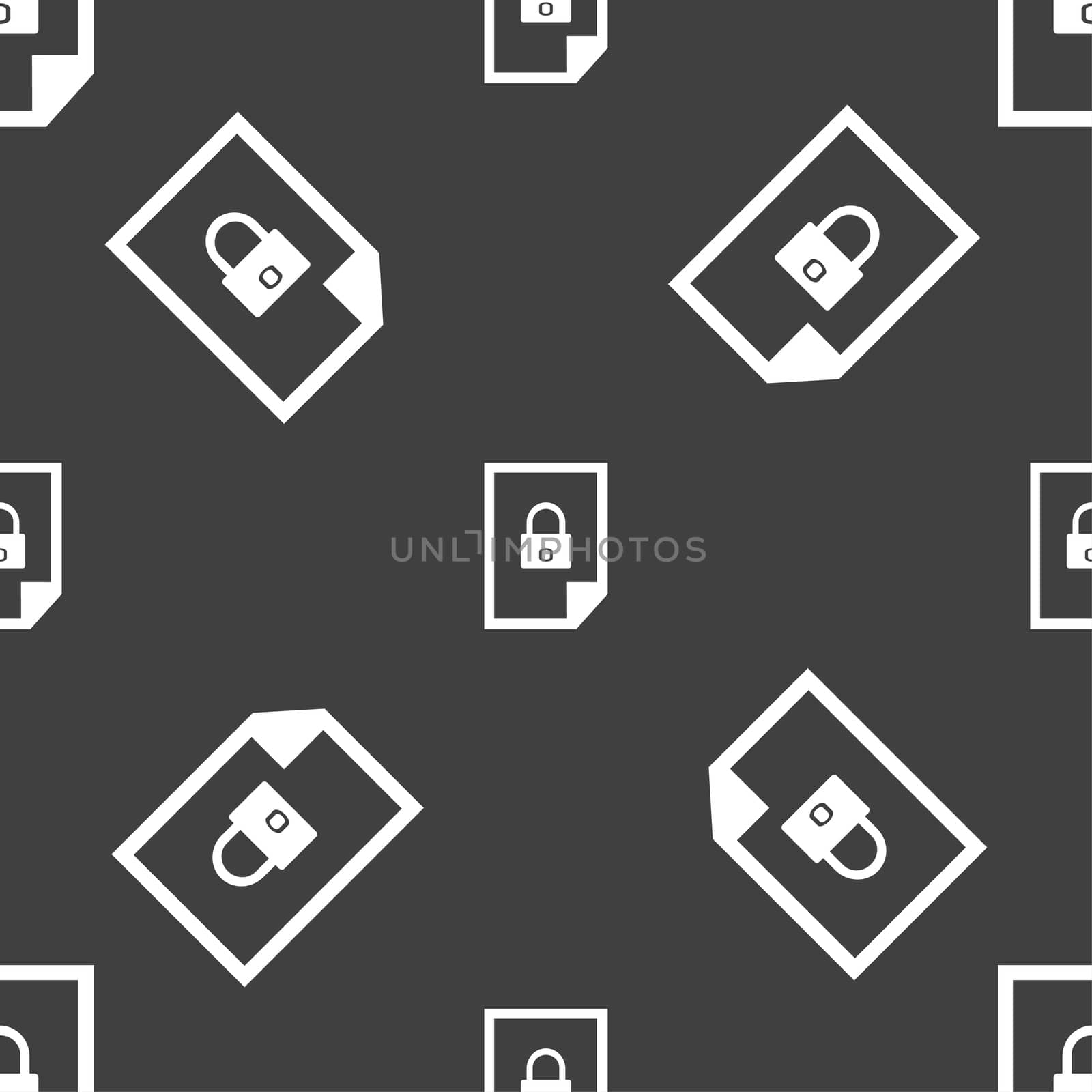 File locked icon sign. Seamless pattern on a gray background. illustration