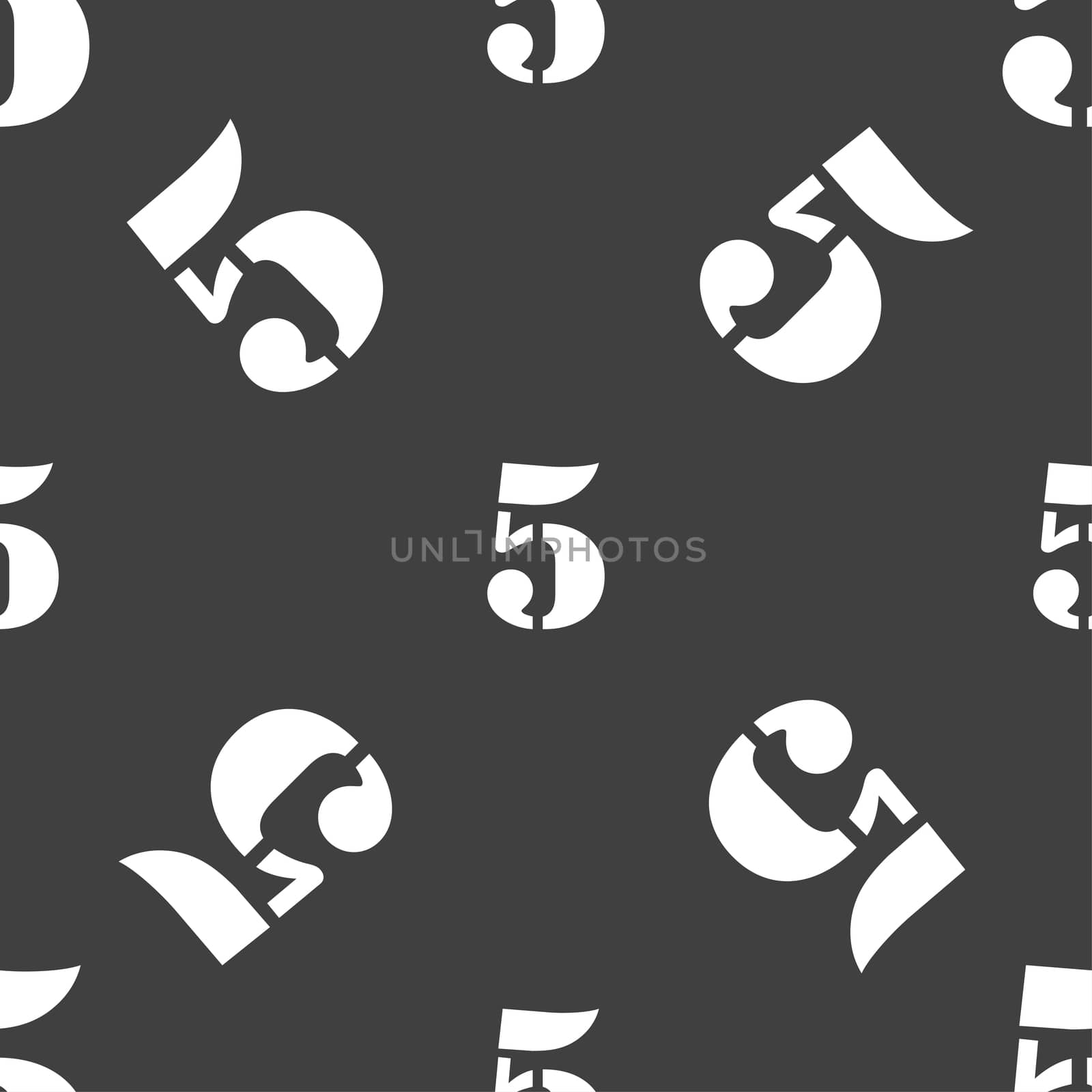 number five icon sign. Seamless pattern on a gray background. illustration