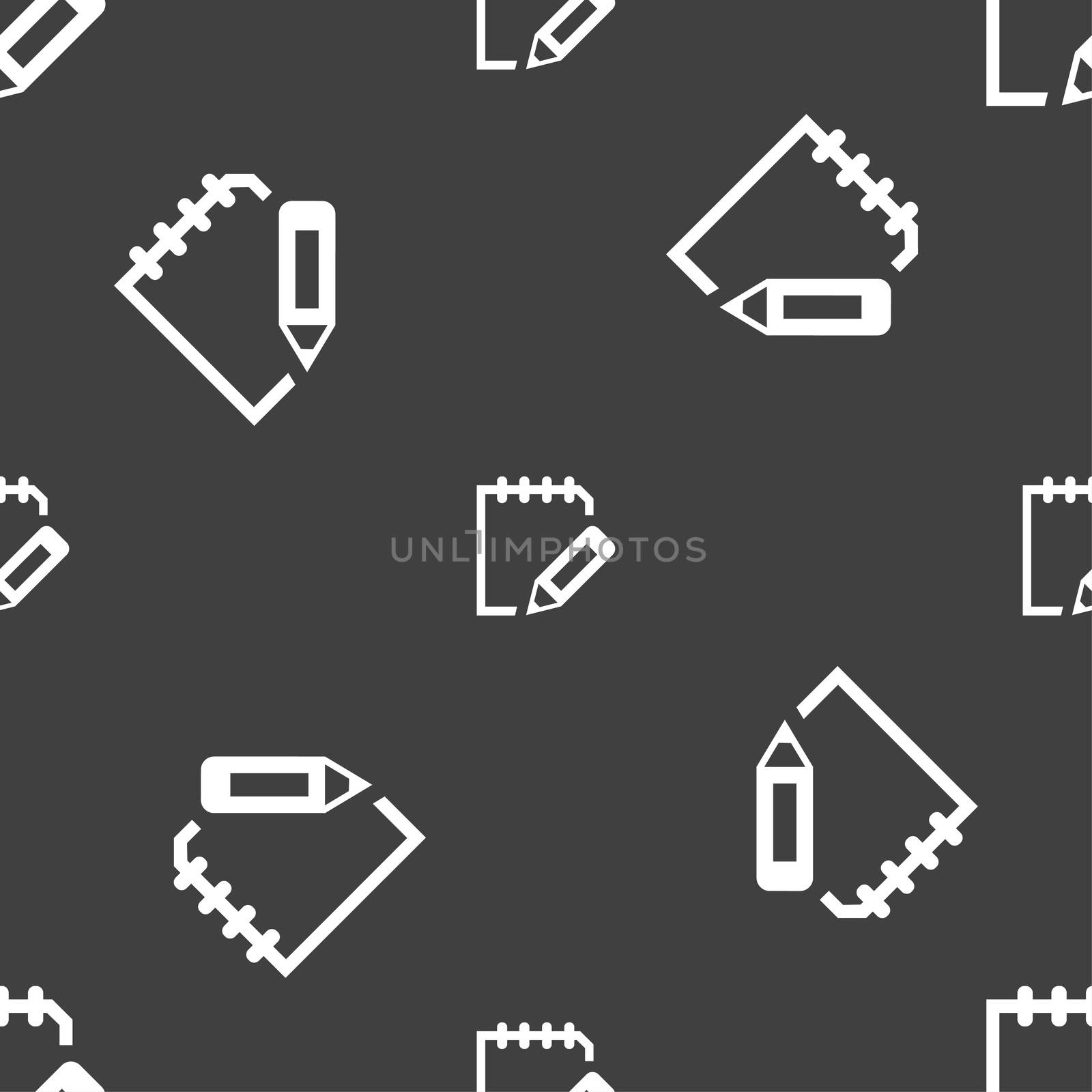 Edit document sign icon. Seamless pattern on a gray background. illustration