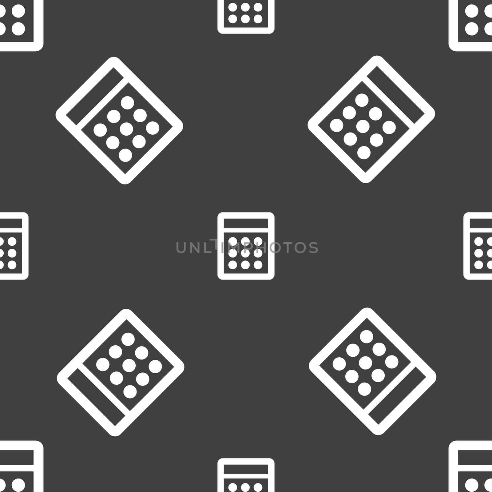 Calculator sign icon. Bookkeeping symbol. Seamless pattern on a gray background.  by serhii_lohvyniuk