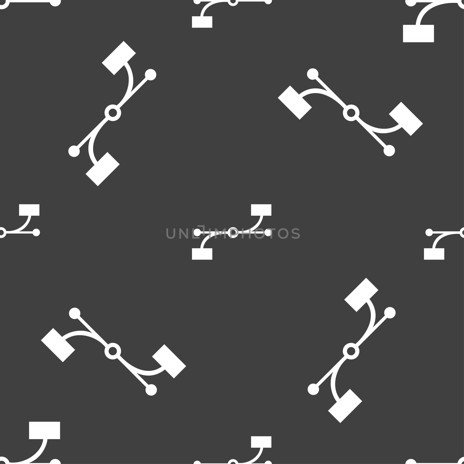 Bezier Curve icon sign. Seamless pattern on a gray background. illustration