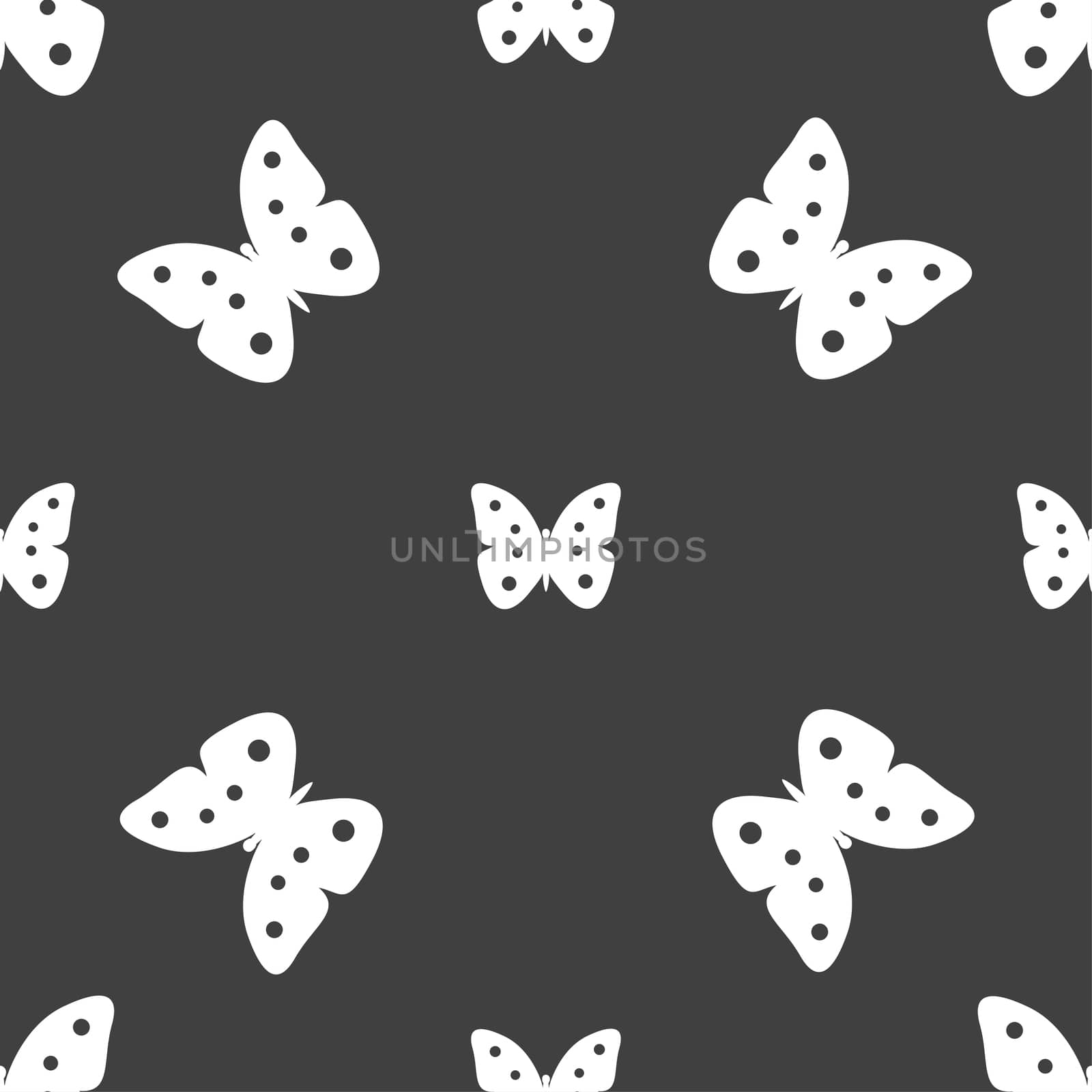 Butterfly sign icon. insect symbol. Seamless pattern on a gray background.  by serhii_lohvyniuk