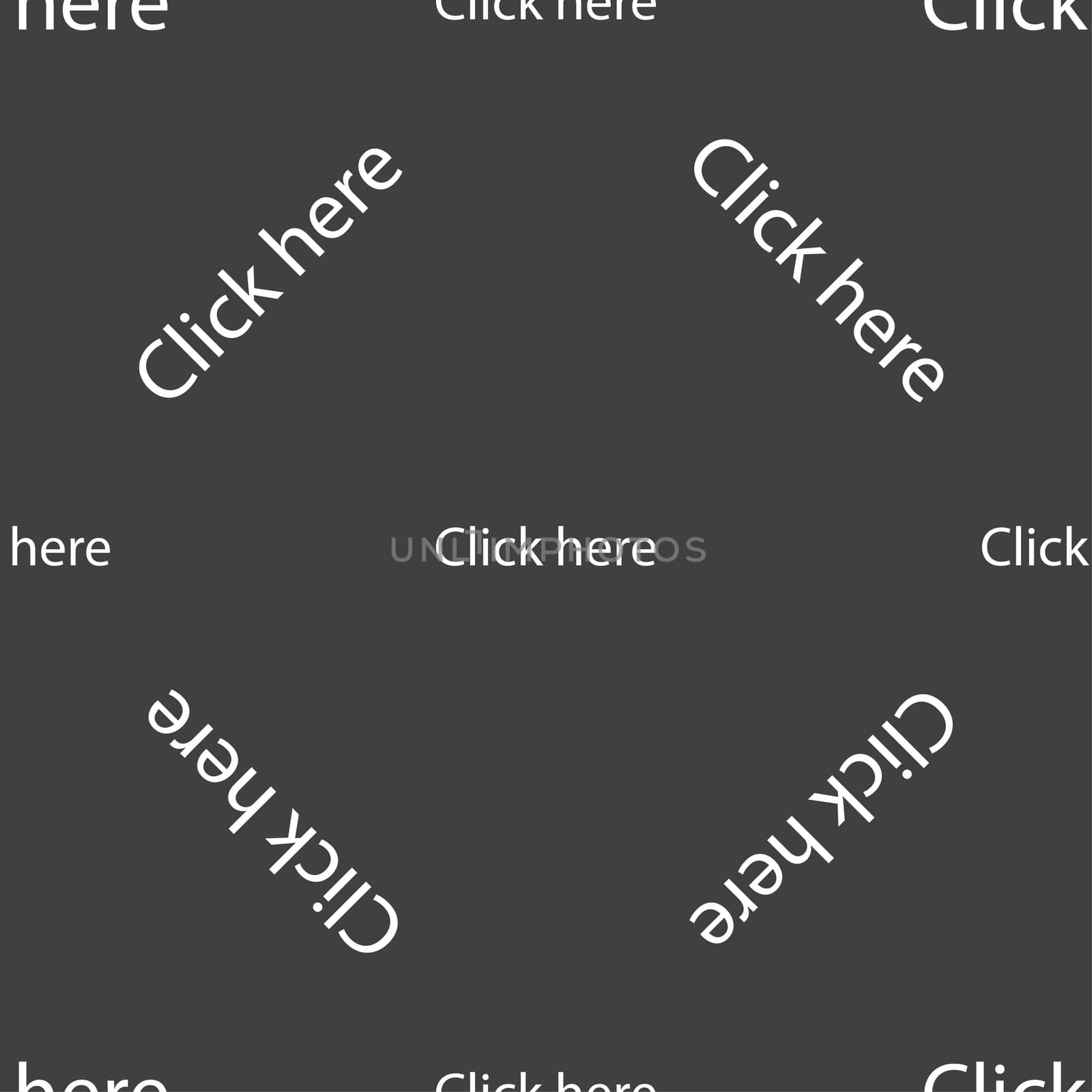 Click here sign icon. Press button. Seamless pattern on a gray background. illustration