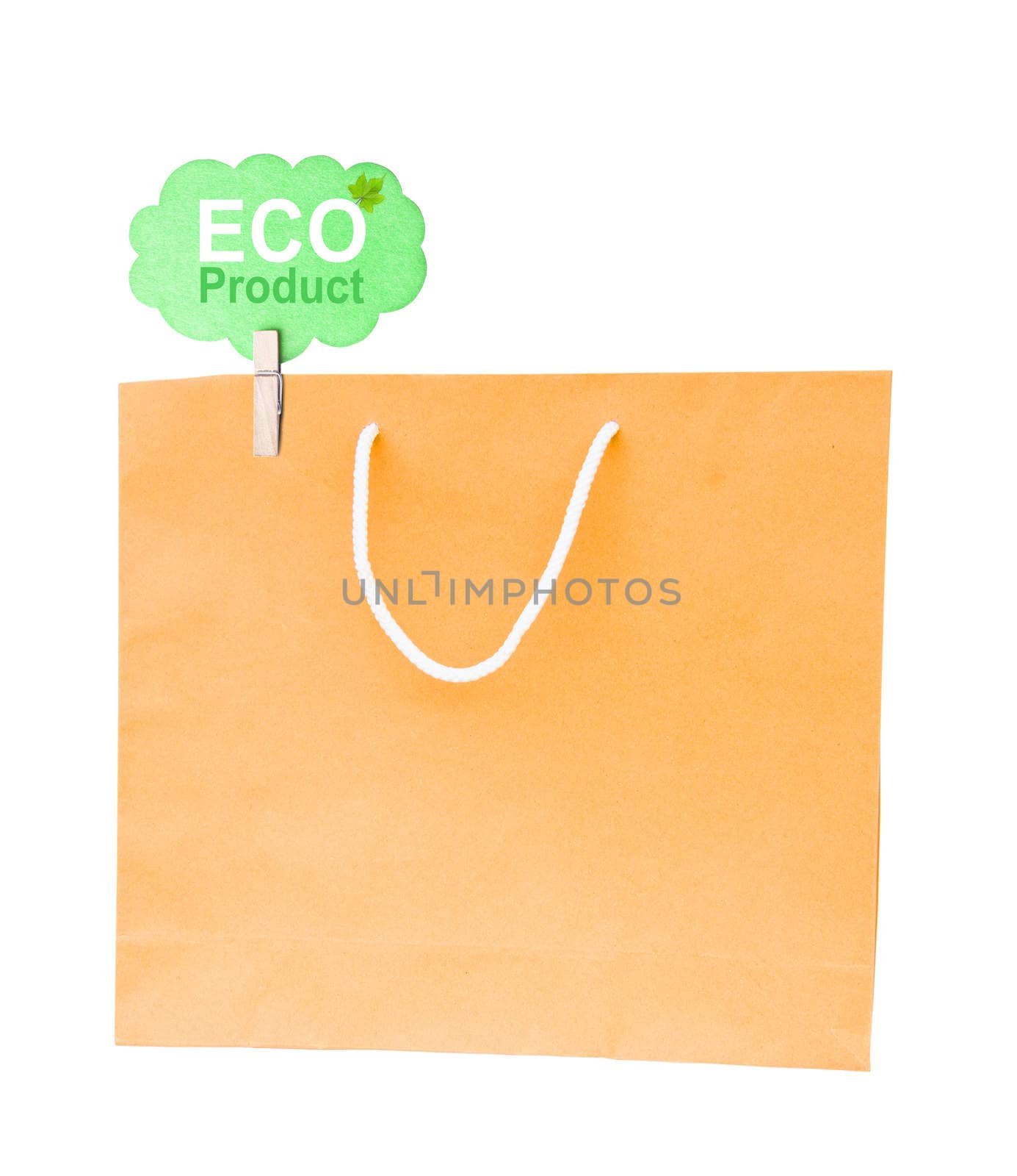 Blank brown paper bag isolated on white background. Eco product