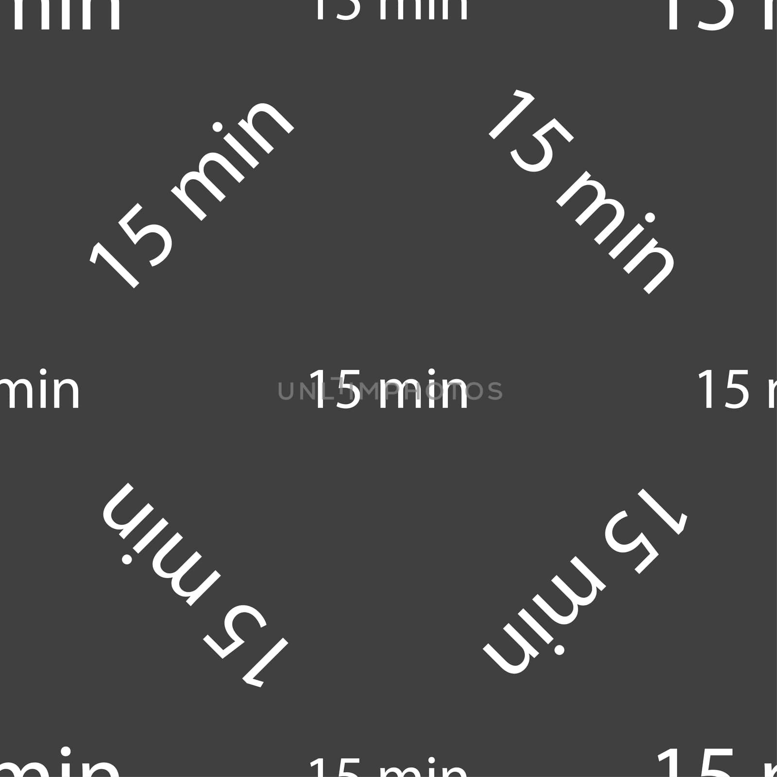 15 minutes sign icon. Seamless pattern on a gray background. illustration